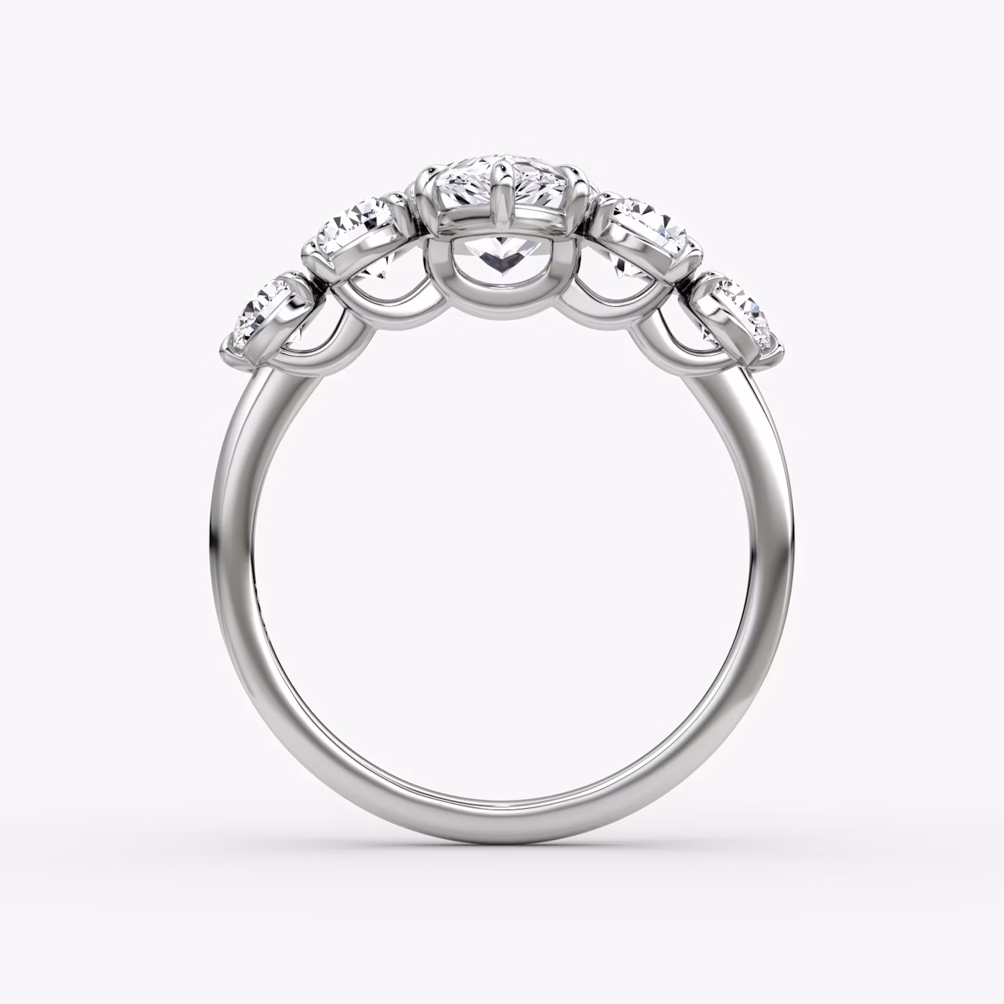 The Signature Five Stone | Pear | Platinum | bandAccent: Plain | diamondOrientation: vertical | caratWeight: other