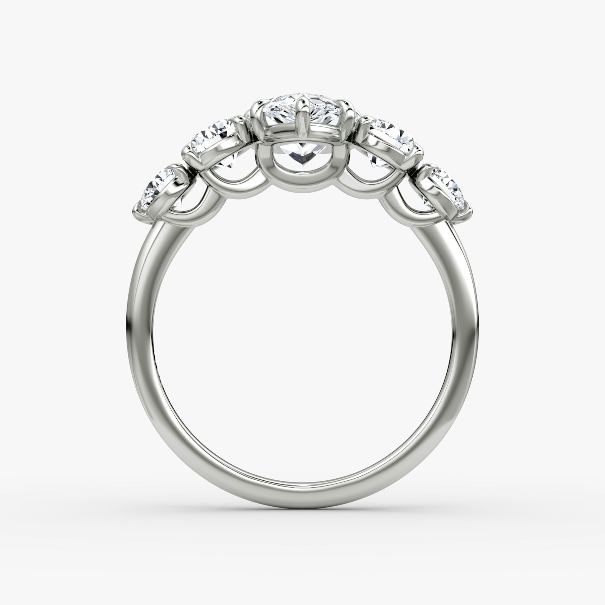 The Signature Five Stone | Pear | 18k | White Gold | bandAccent: Plain | diamondOrientation: vertical | caratWeight: other