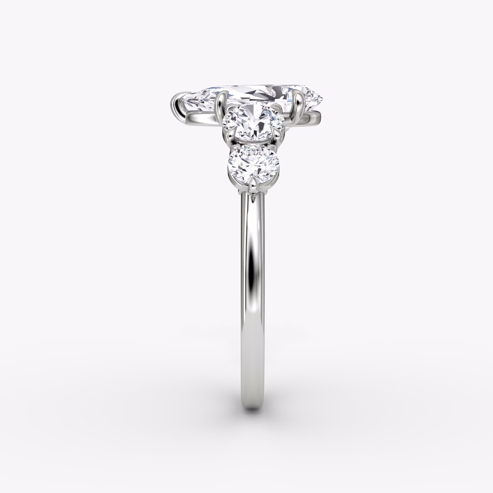 The Signature Five Stone | Pear | 18k | White Gold | bandAccent: Plain | diamondOrientation: vertical | caratWeight: other
