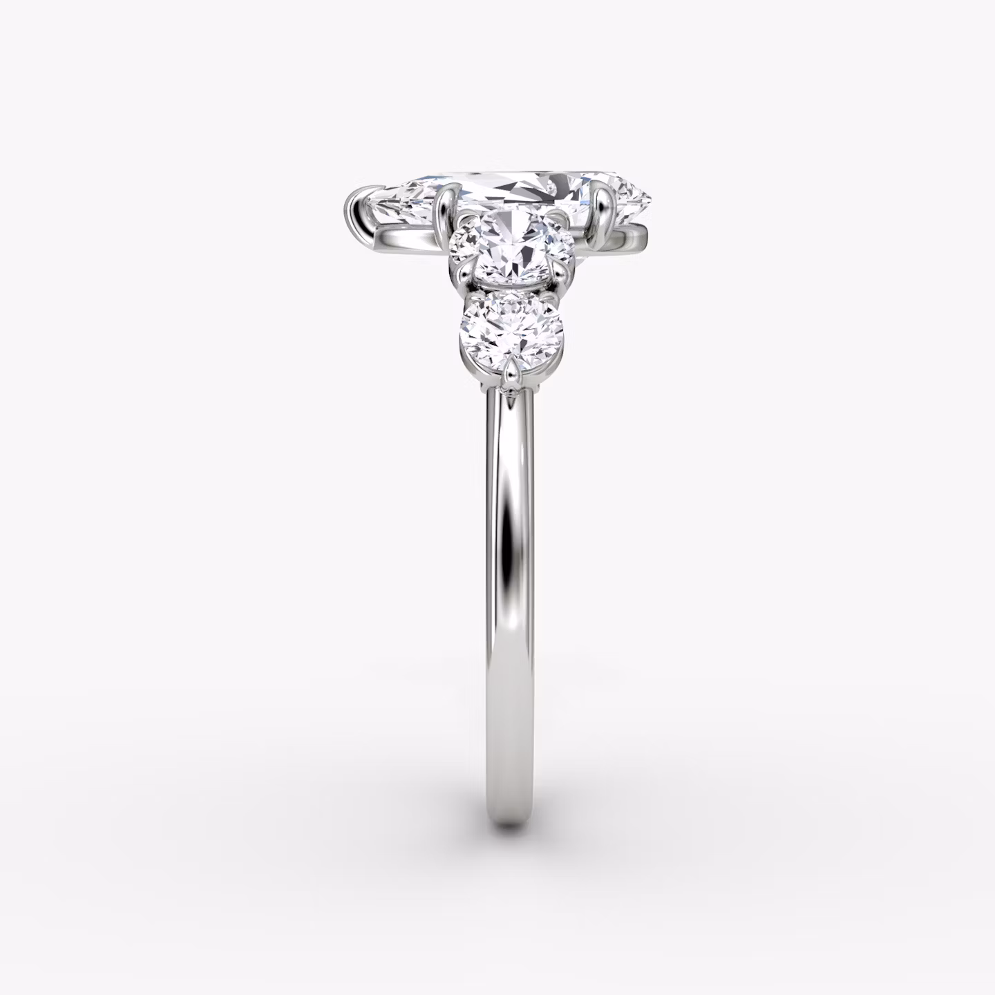 The Signature Five Stone | Pear | Platinum | bandAccent: Plain | diamondOrientation: vertical | caratWeight: other