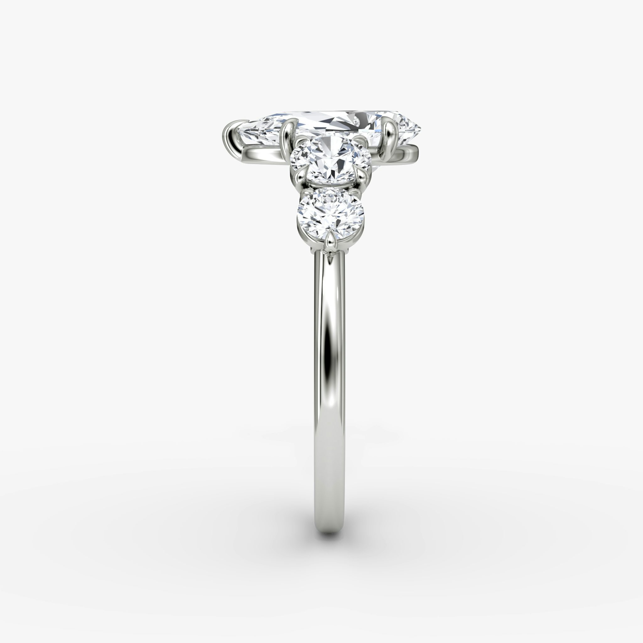 The Signature Five Stone | Pear | 18k | White Gold | bandAccent: Plain | diamondOrientation: vertical | caratWeight: other