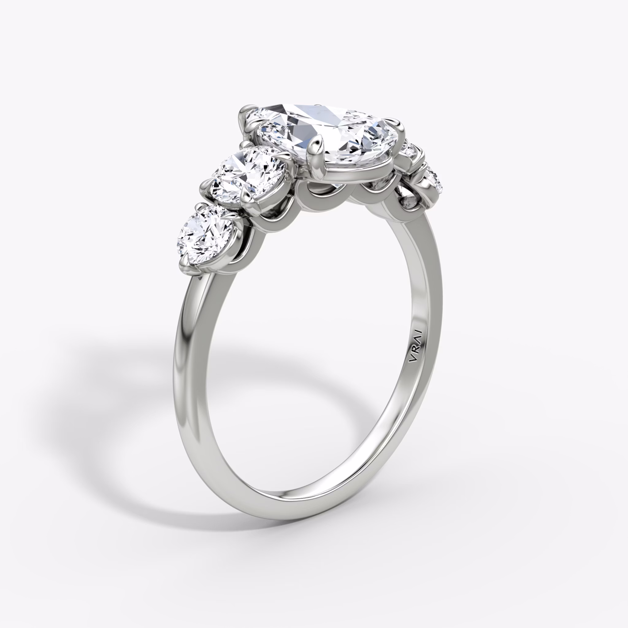 The Signature Five Stone | Pear | 18k | White Gold | bandAccent: Plain | diamondOrientation: vertical | caratWeight: other