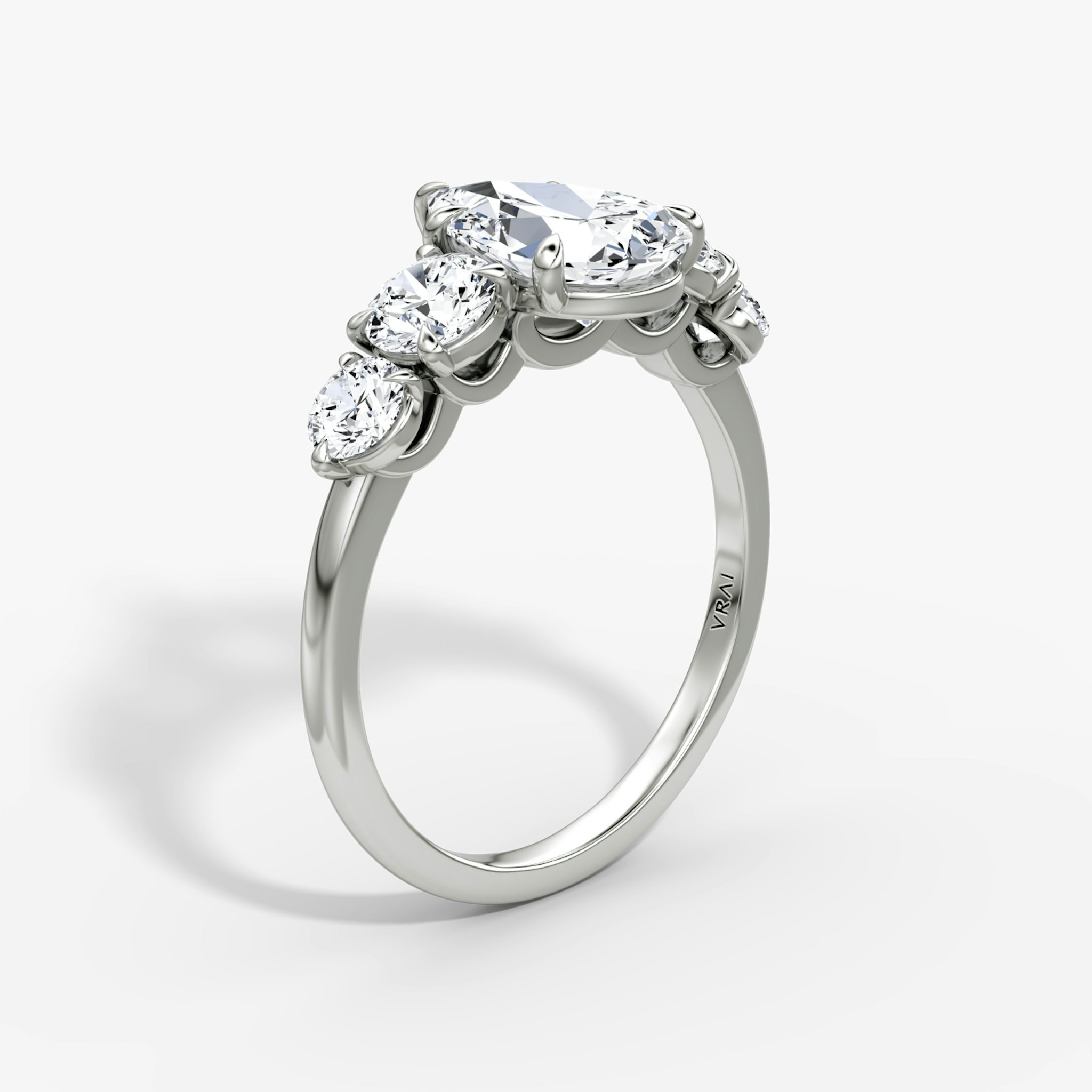The Signature Five Stone | Pear | 18k | White Gold | bandAccent: Plain | diamondOrientation: vertical | caratWeight: other