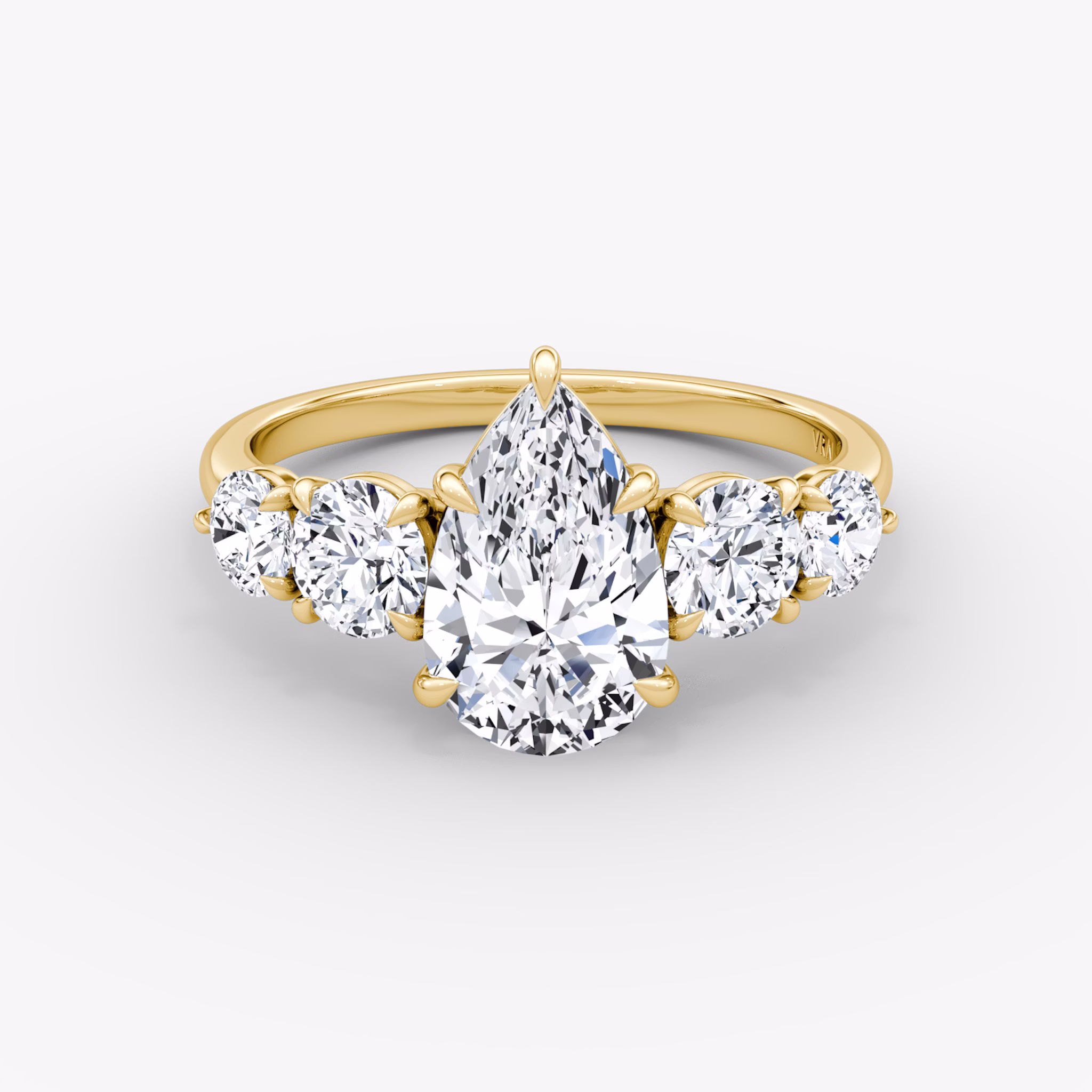 The Signature Five Stone | Pear | 18k | Yellow Gold | bandAccent: Plain | diamondOrientation: vertical | caratWeight: other