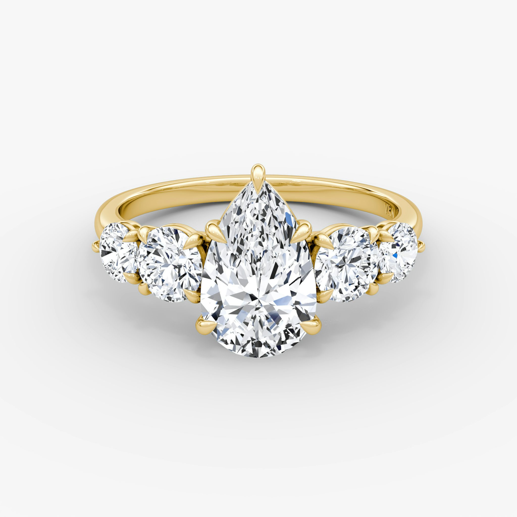 The Signature Five Stone | Pear | 18k | Yellow Gold | bandAccent: Plain | diamondOrientation: vertical | caratWeight: other