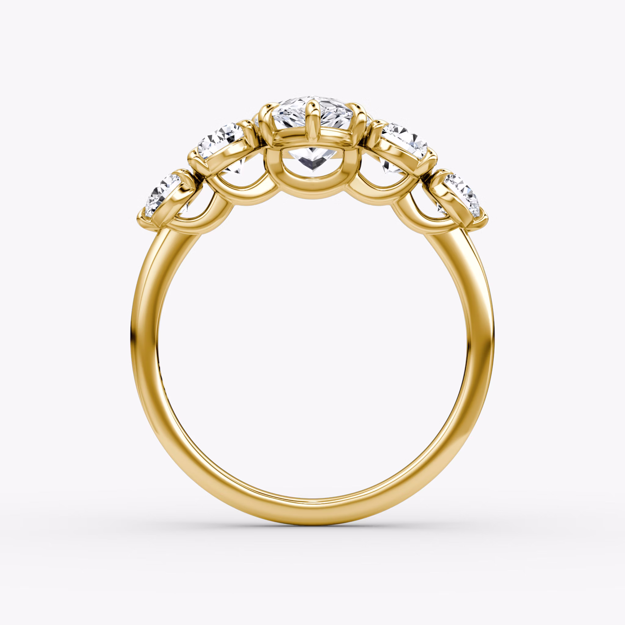 The Signature Five Stone | Pear | 18k | Yellow Gold | bandAccent: Plain | diamondOrientation: vertical | caratWeight: other