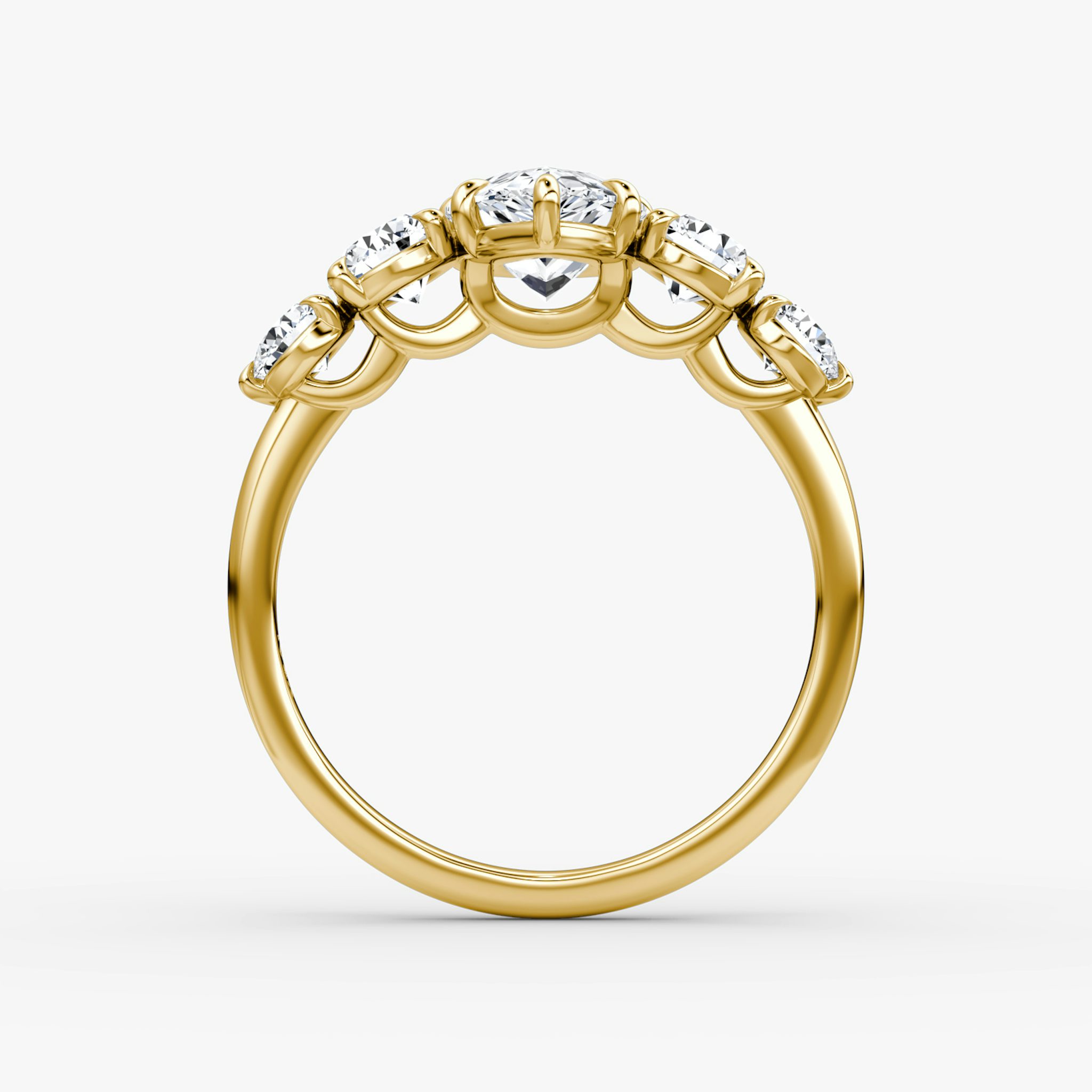 The Signature Five Stone | Pear | 18k | Yellow Gold | bandAccent: Plain | diamondOrientation: vertical | caratWeight: other