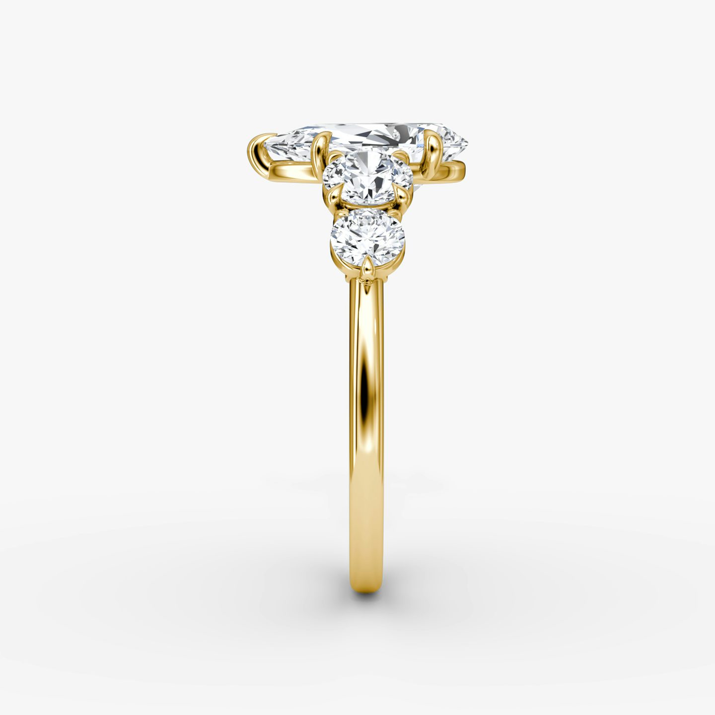 The Signature Five Stone | Pear | 18k | Yellow Gold | bandAccent: Plain | diamondOrientation: vertical | caratWeight: other