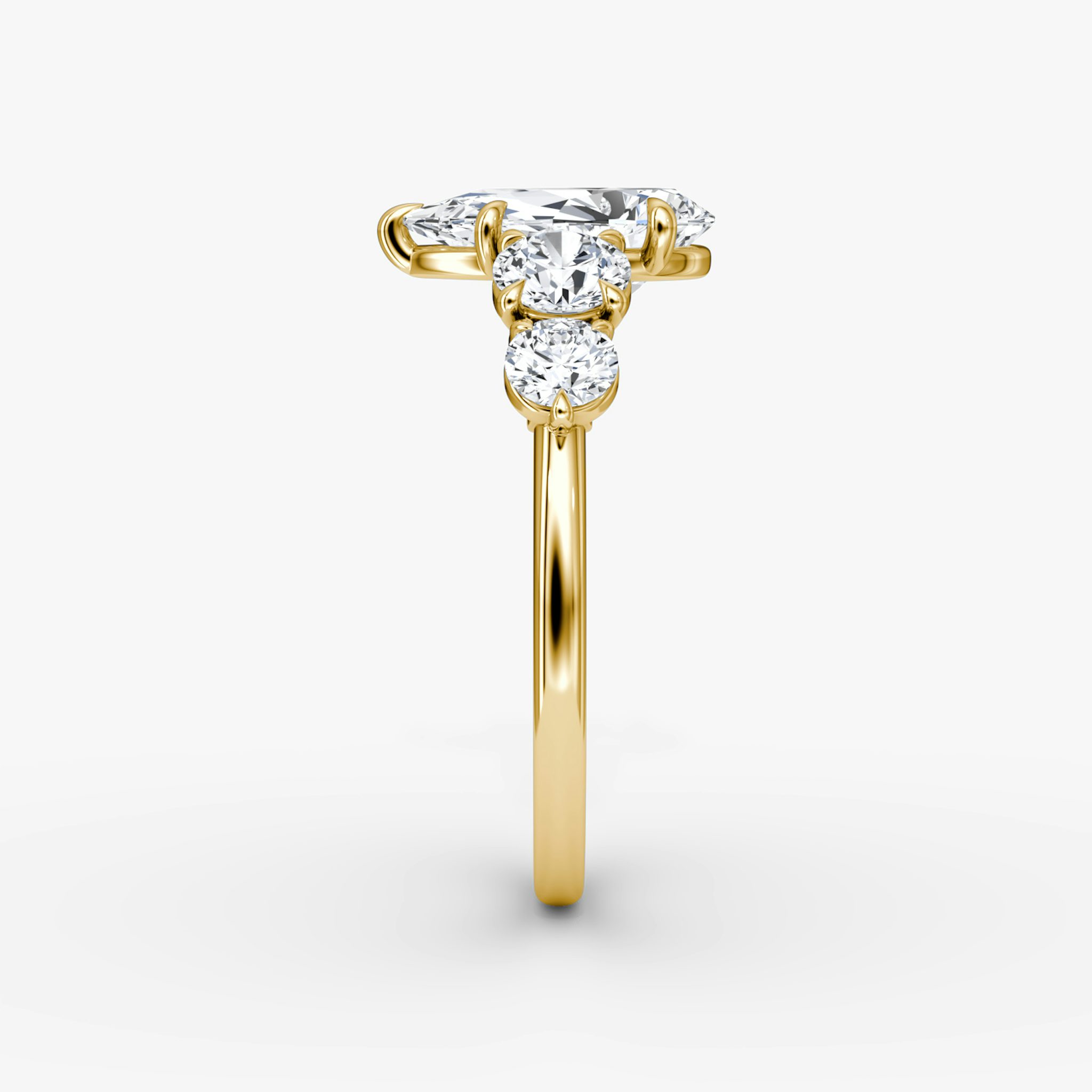The Signature Five Stone | Pear | 18k | Yellow Gold | bandAccent: Plain | diamondOrientation: vertical | caratWeight: other