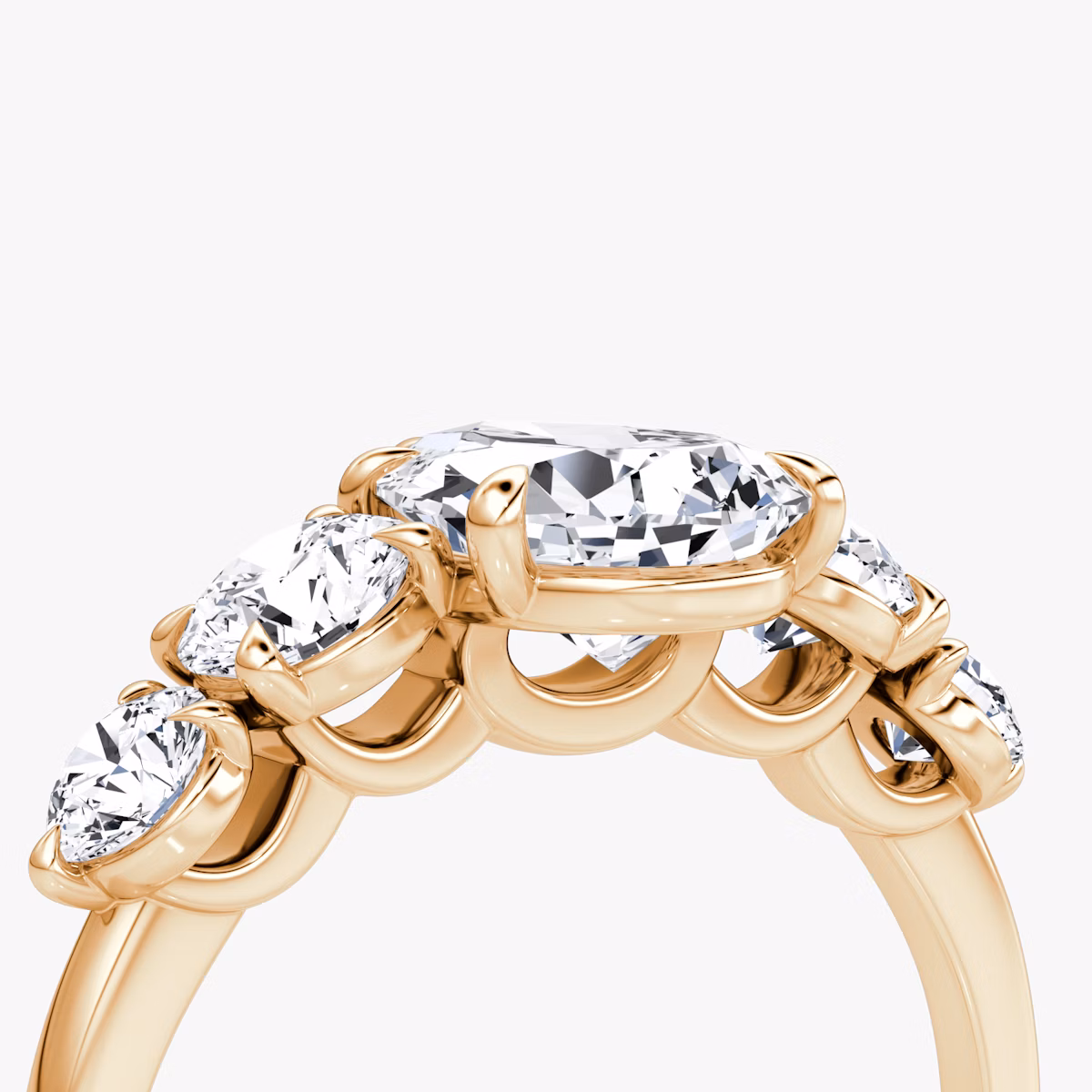 The Signature Five Stone | Pear | 14k | Rose Gold | bandAccent: Plain | diamondOrientation: vertical | caratWeight: other