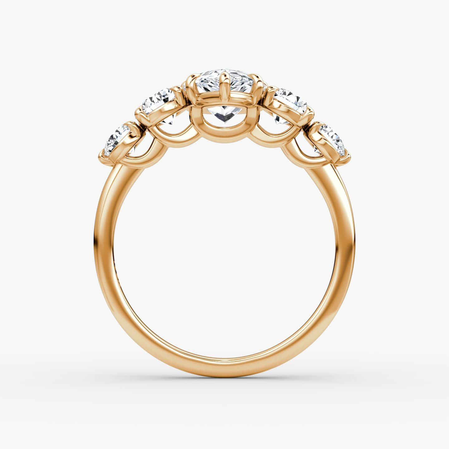 The Signature Five Stone | Pear | 14k | Rose Gold | bandAccent: Plain | diamondOrientation: vertical | caratWeight: other