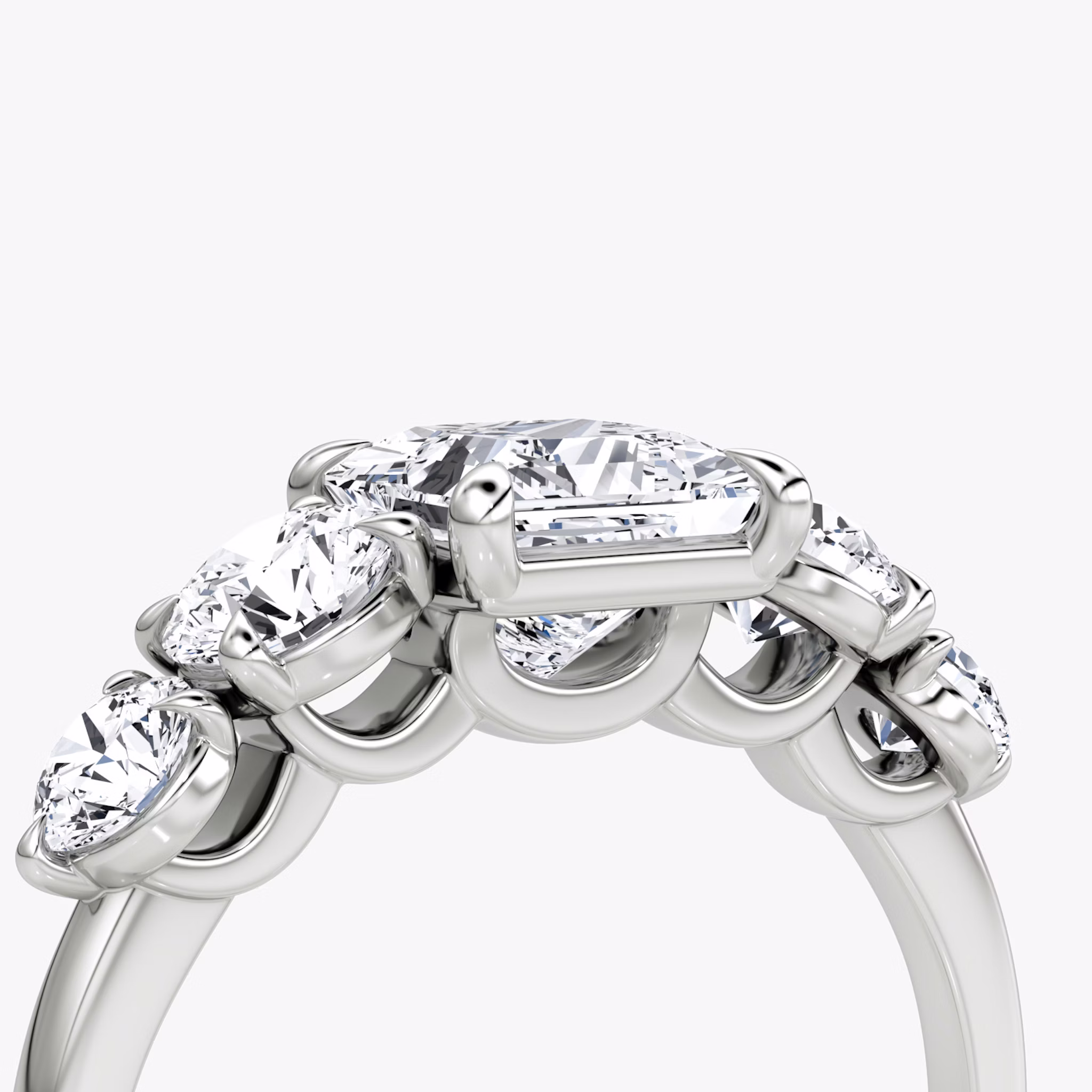 The Signature Five Stone | Princess | 18k | White Gold | bandAccent: Plain | diamondOrientation: vertical | caratWeight: other