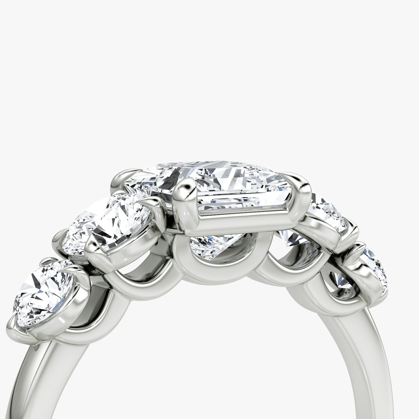 The Signature Five Stone | Princess | 18k | White Gold | bandAccent: Plain | diamondOrientation: vertical | caratWeight: other