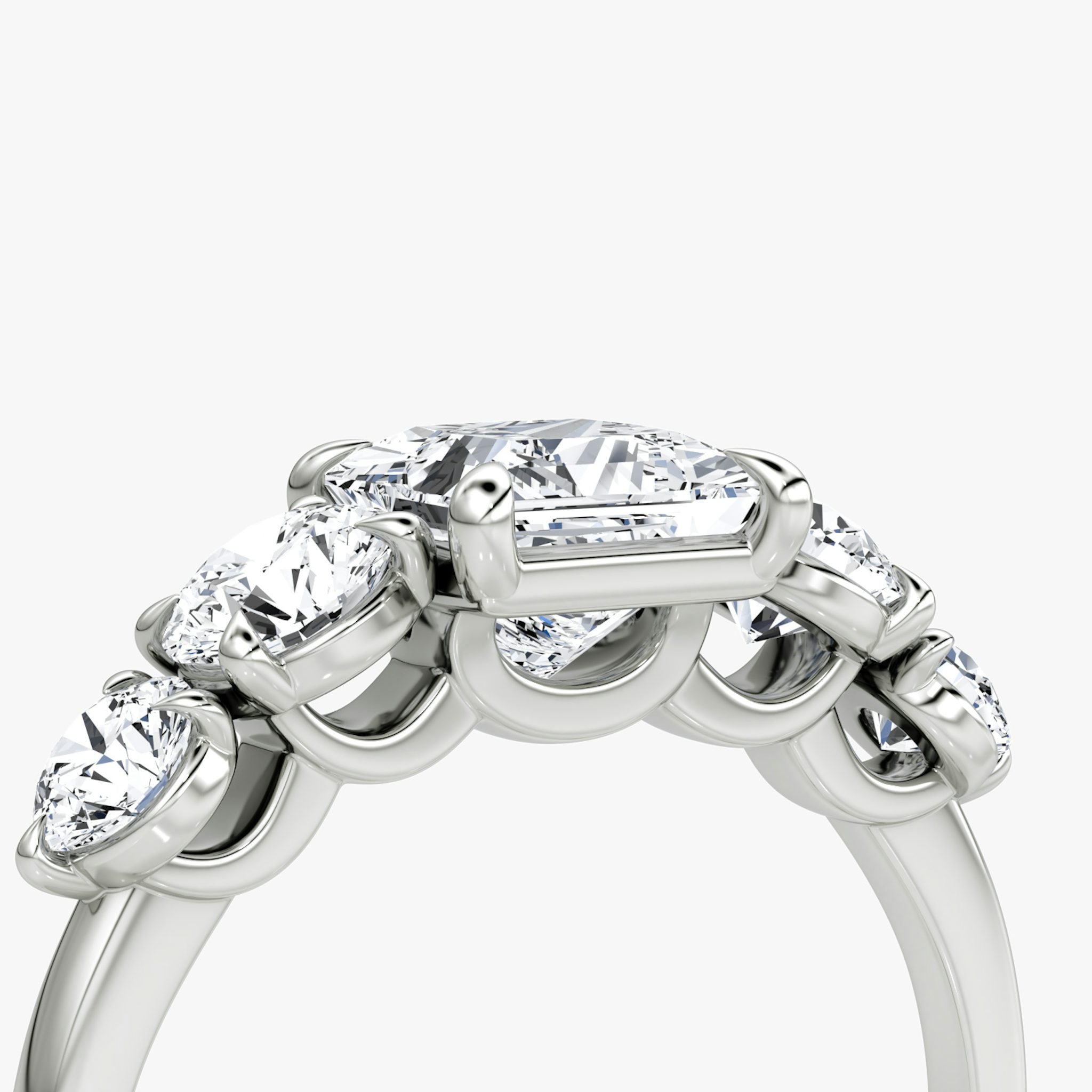 The Signature Five Stone | Princess | 18k | White Gold | bandAccent: Plain | diamondOrientation: vertical | caratWeight: other