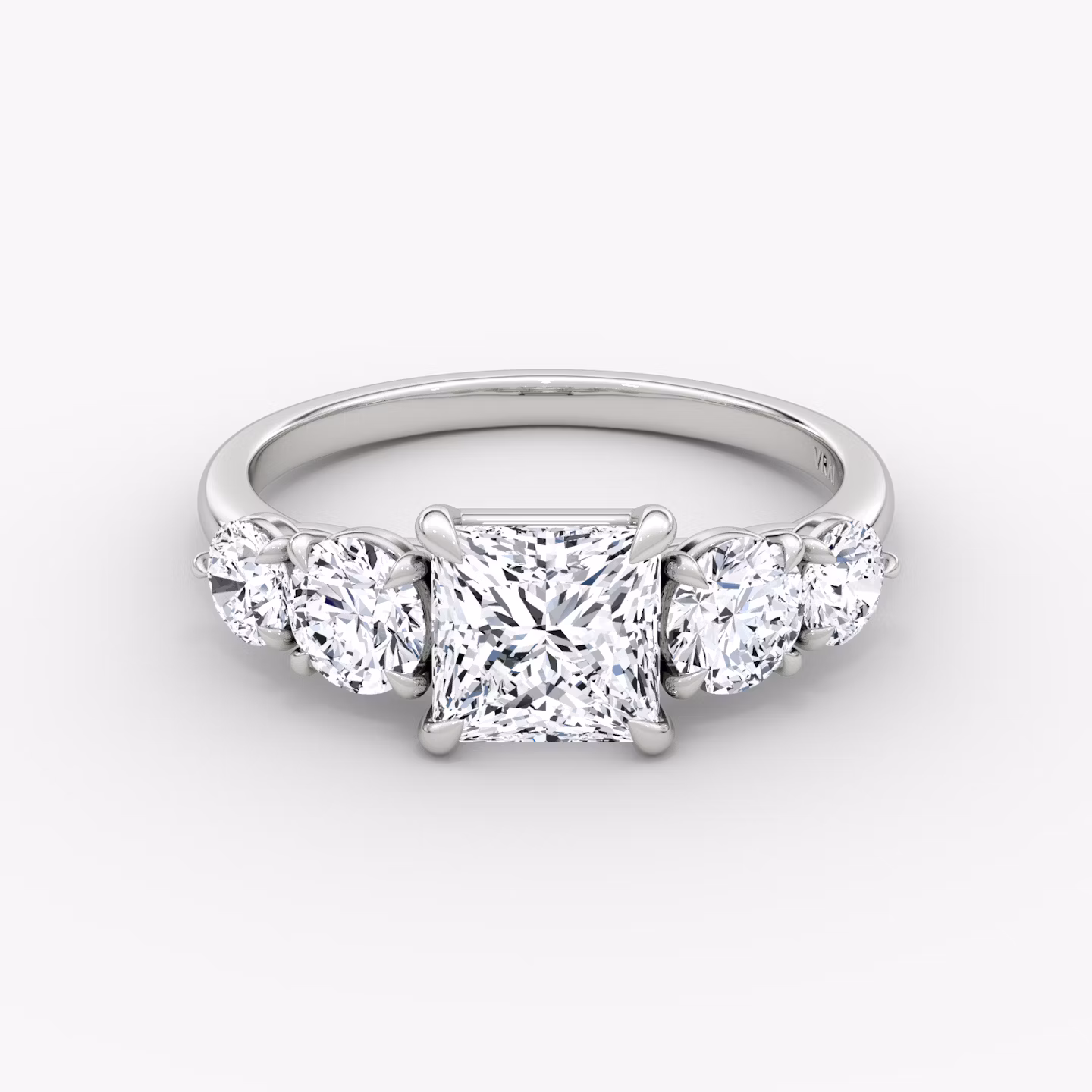 The Signature Five Stone | Princess | 18k | White Gold | bandAccent: Plain | diamondOrientation: vertical | caratWeight: other