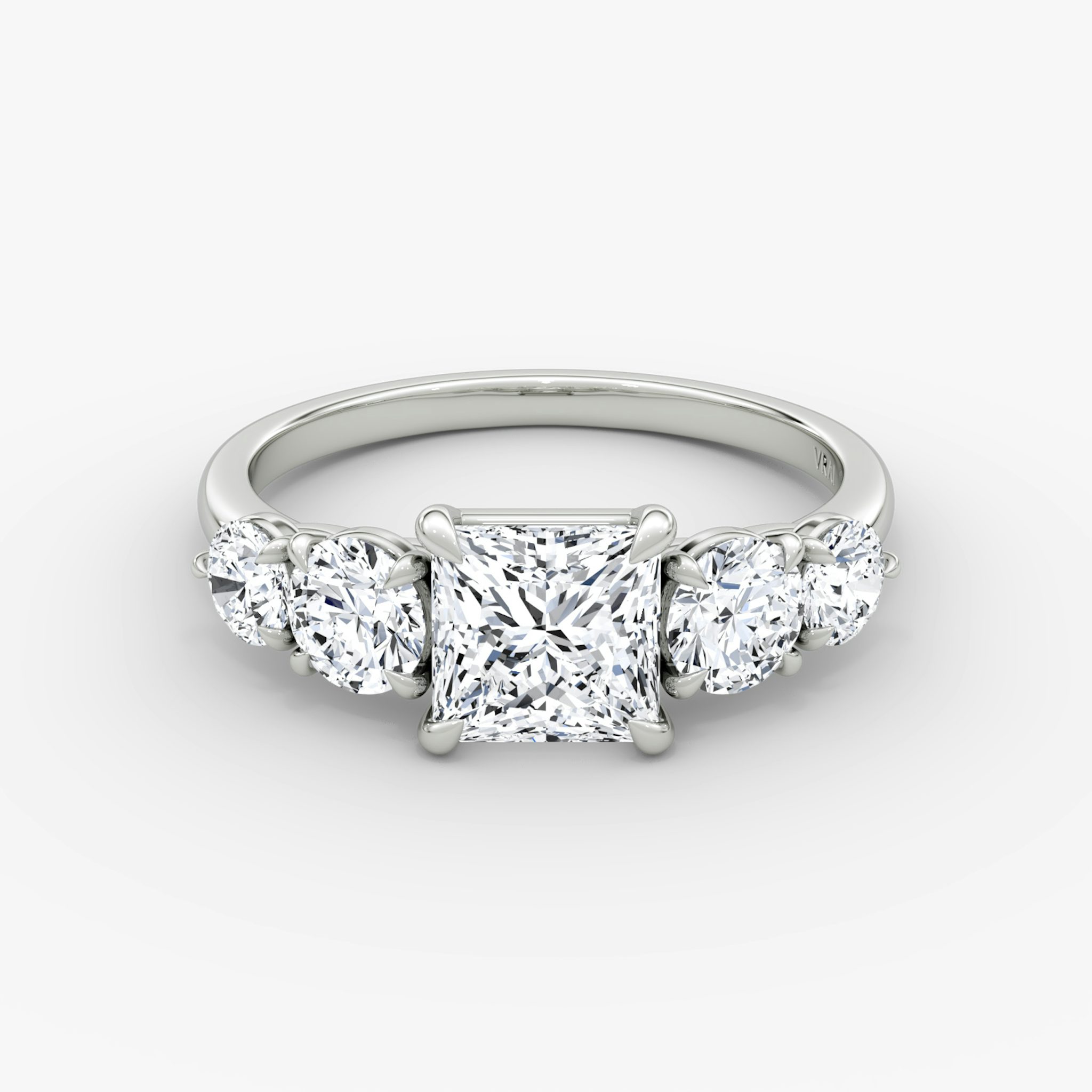 The Signature Five Stone | Princess | 18k | White Gold | bandAccent: Plain | diamondOrientation: vertical | caratWeight: other