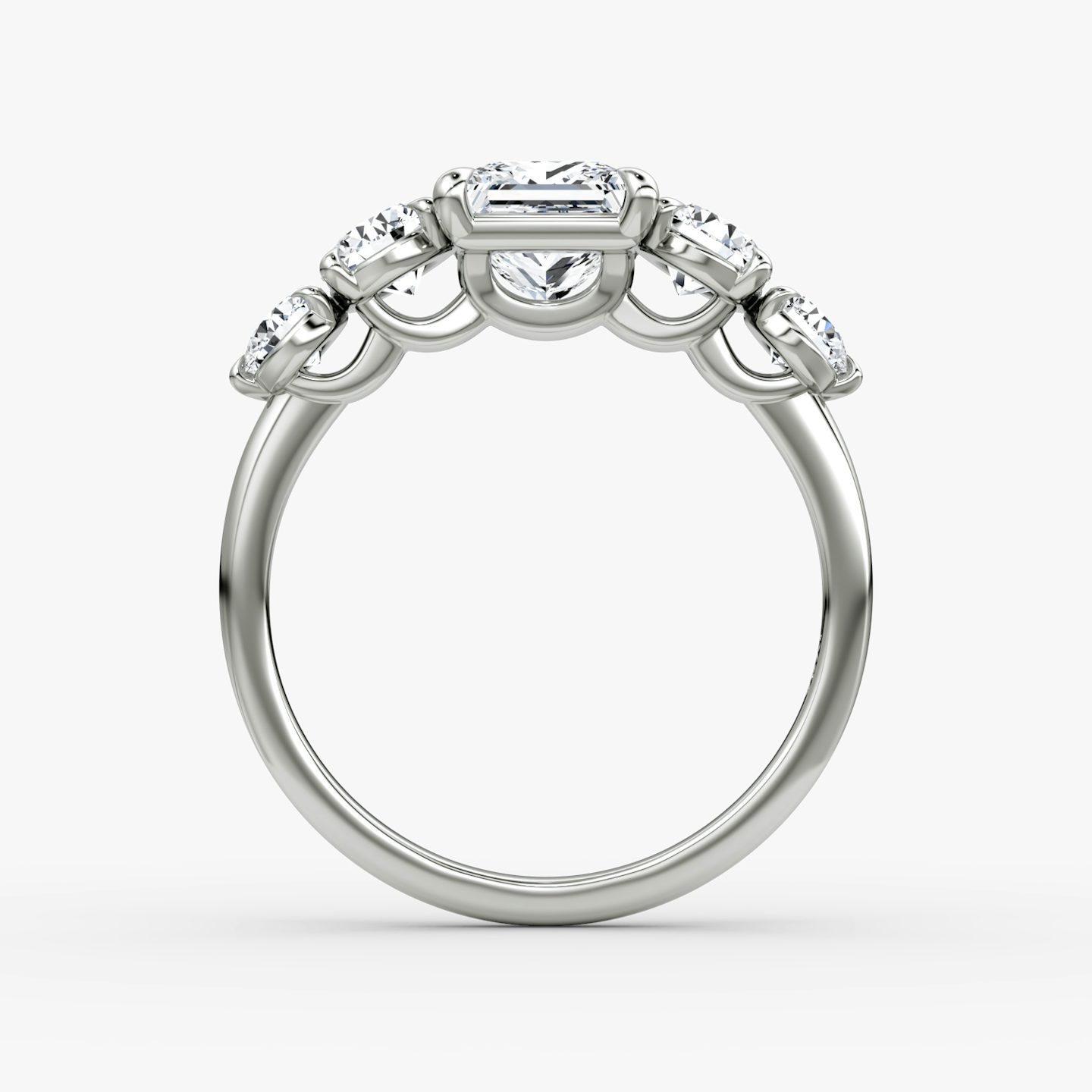 The Signature Five Stone | Princess | 18k | White Gold | bandAccent: Plain | diamondOrientation: vertical | caratWeight: other