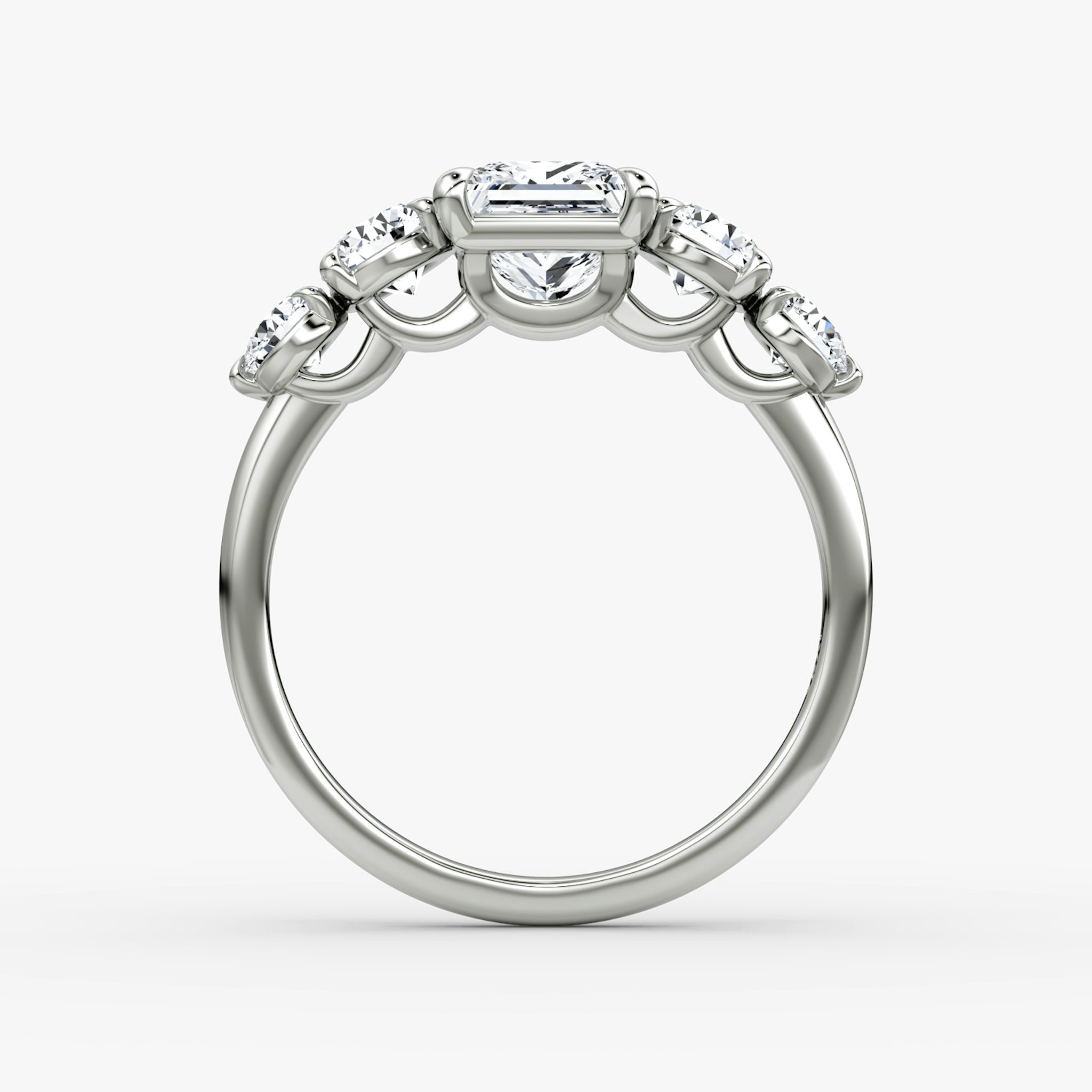 The Signature Five Stone | Princess | 18k | White Gold | bandAccent: Plain | diamondOrientation: vertical | caratWeight: other