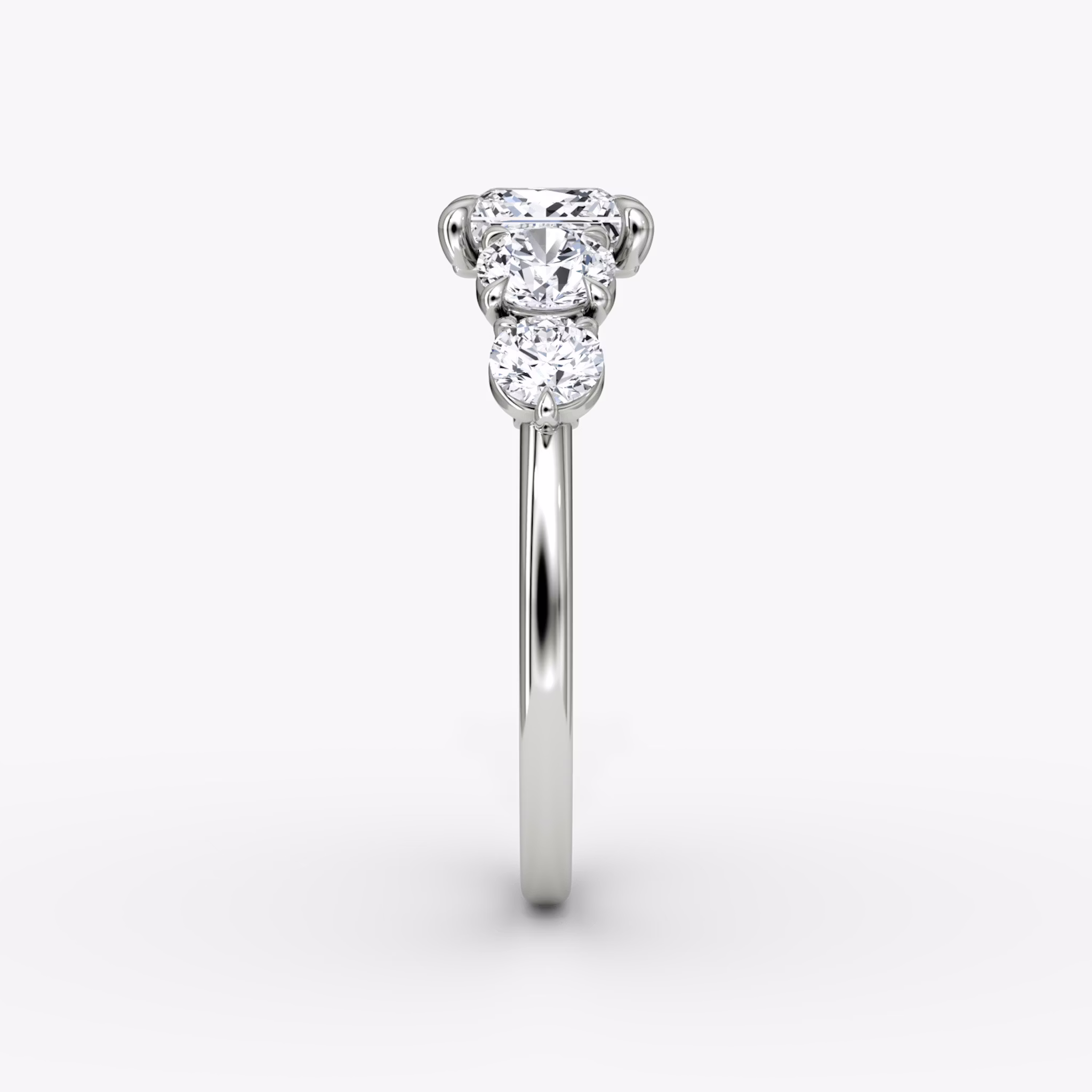 The Signature Five Stone | Princess | 18k | White Gold | bandAccent: Plain | diamondOrientation: vertical | caratWeight: other