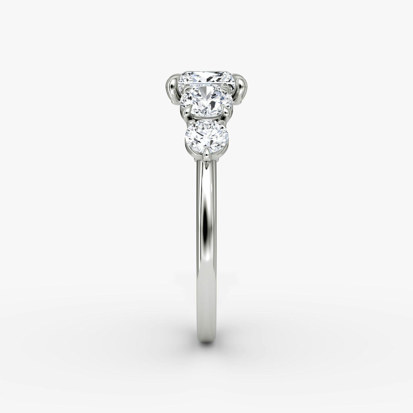 The Signature Five Stone | Princess | 18k | White Gold | bandAccent: Plain | diamondOrientation: vertical | caratWeight: other