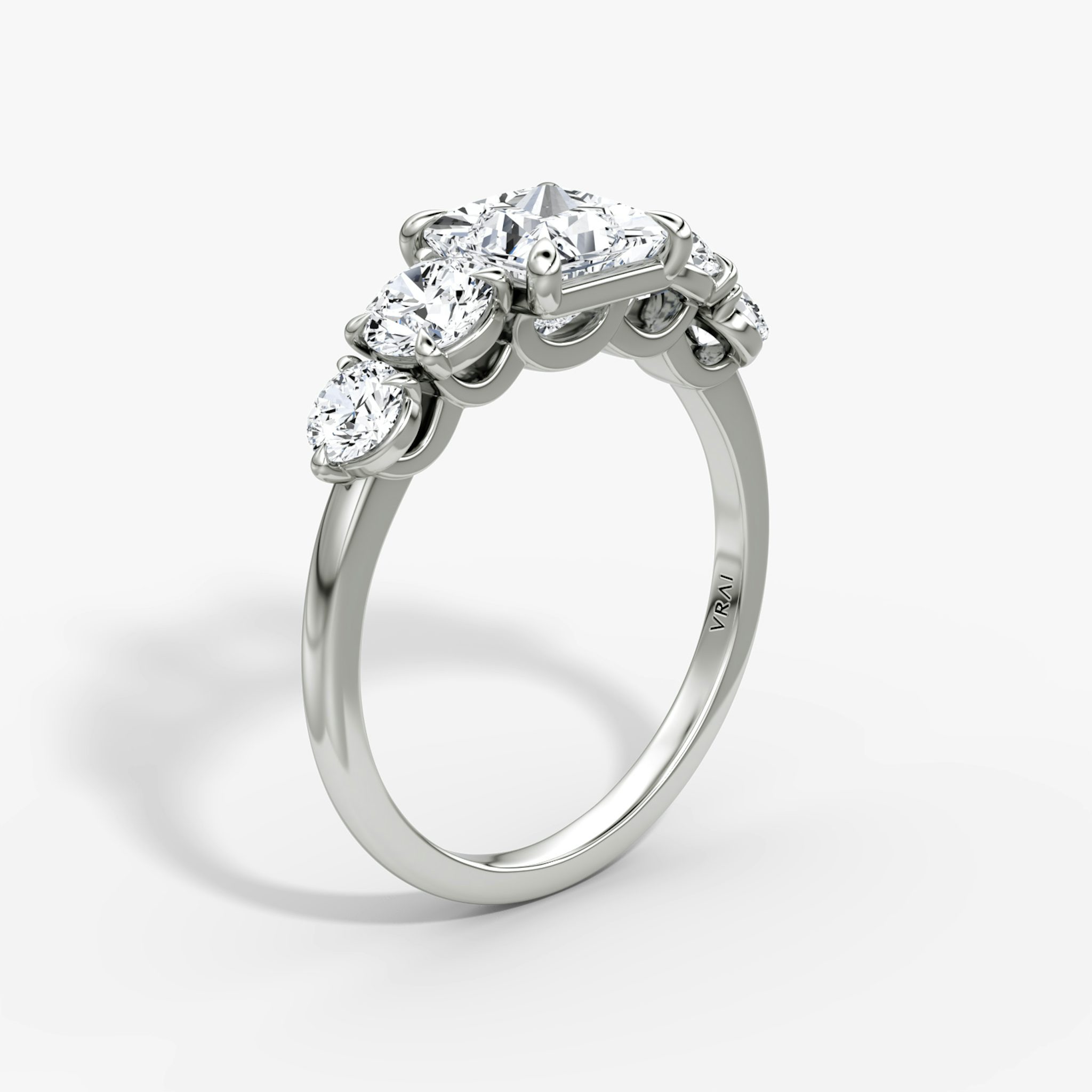 The Signature Five Stone | Princess | 18k | White Gold | bandAccent: Plain | diamondOrientation: vertical | caratWeight: other