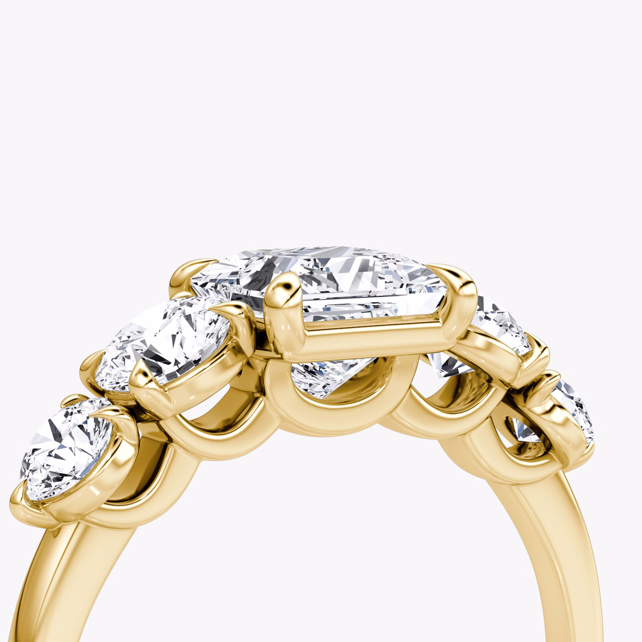 The Signature Five Stone | Princess | 18k | Yellow Gold | bandAccent: Plain | diamondOrientation: vertical | caratWeight: other