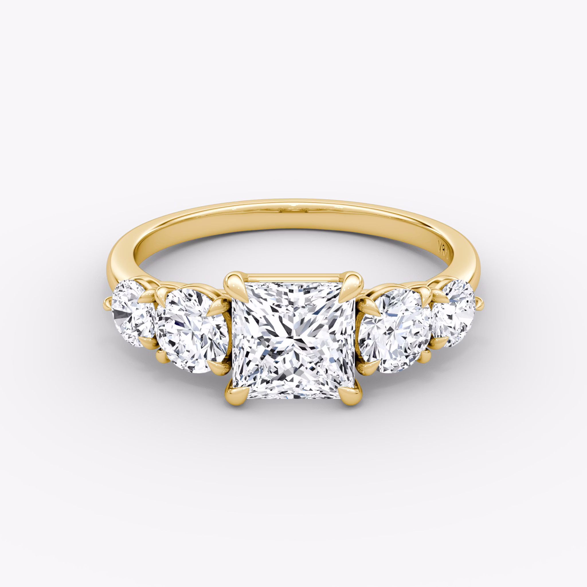 The Signature Five Stone | Princess | 18k | Yellow Gold | bandAccent: Plain | diamondOrientation: vertical | caratWeight: other