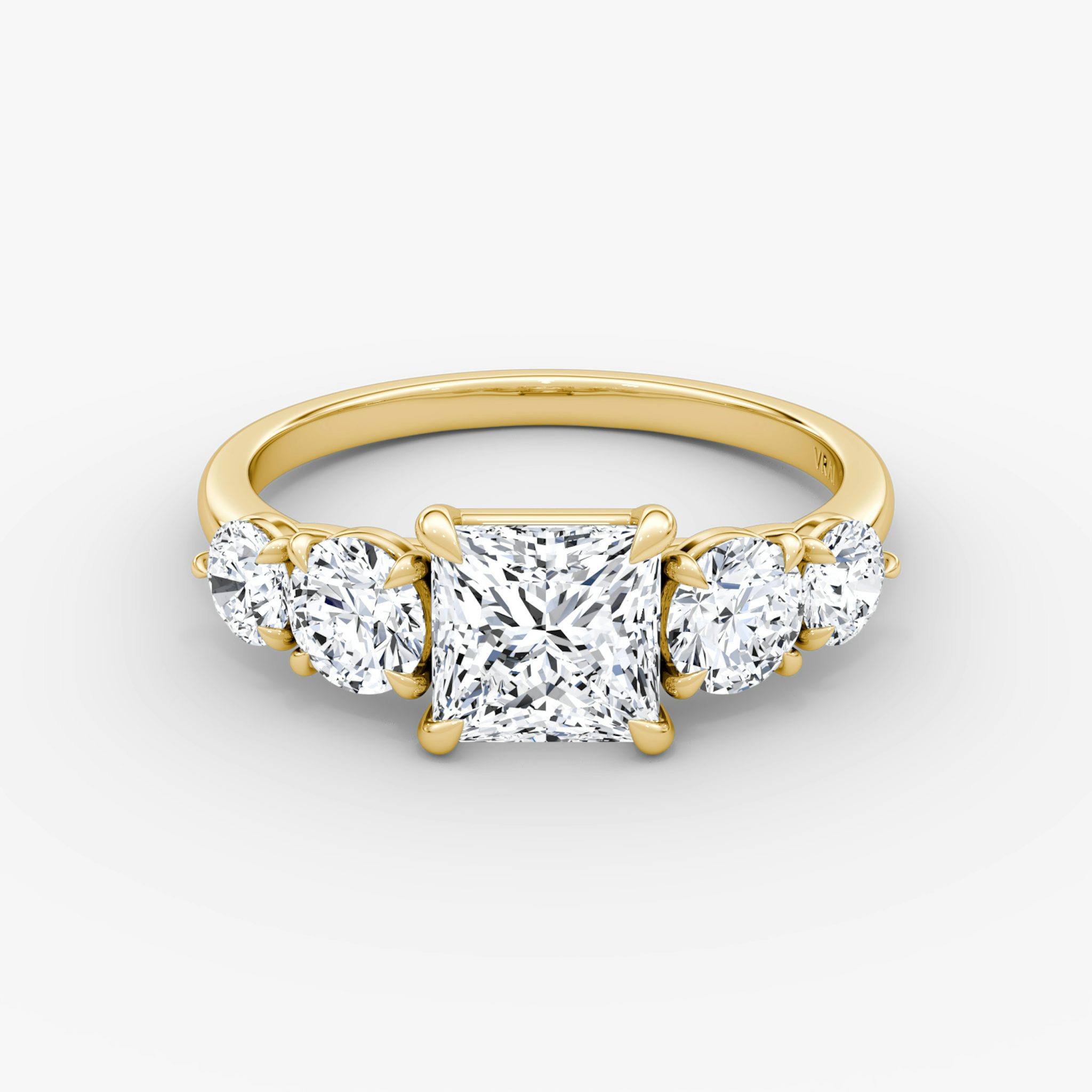 The Signature Five Stone | Princess | 18k | Yellow Gold | bandAccent: Plain | diamondOrientation: vertical | caratWeight: other