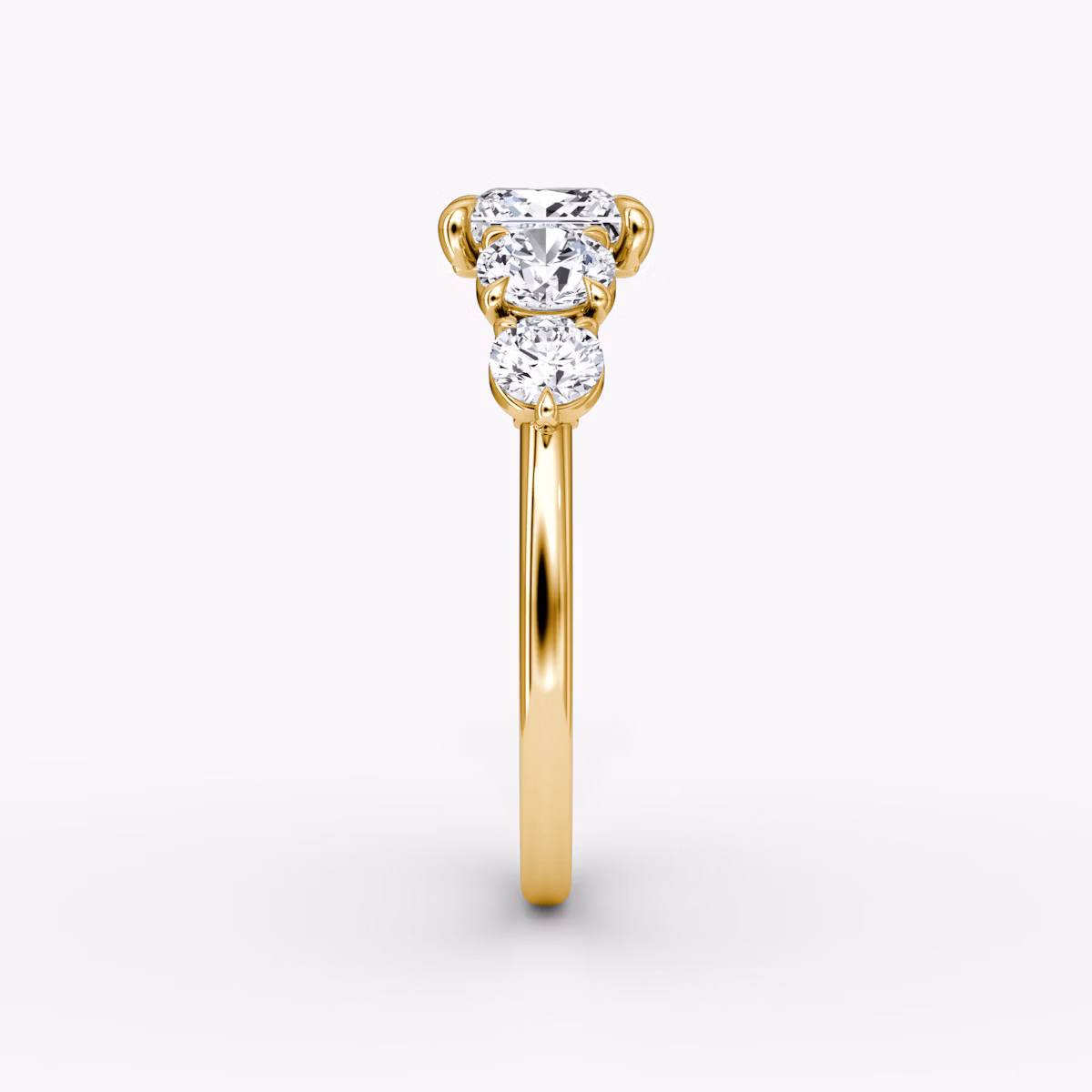 The Signature Five Stone | Princess | 18k | Yellow Gold | bandAccent: Plain | diamondOrientation: vertical | caratWeight: other
