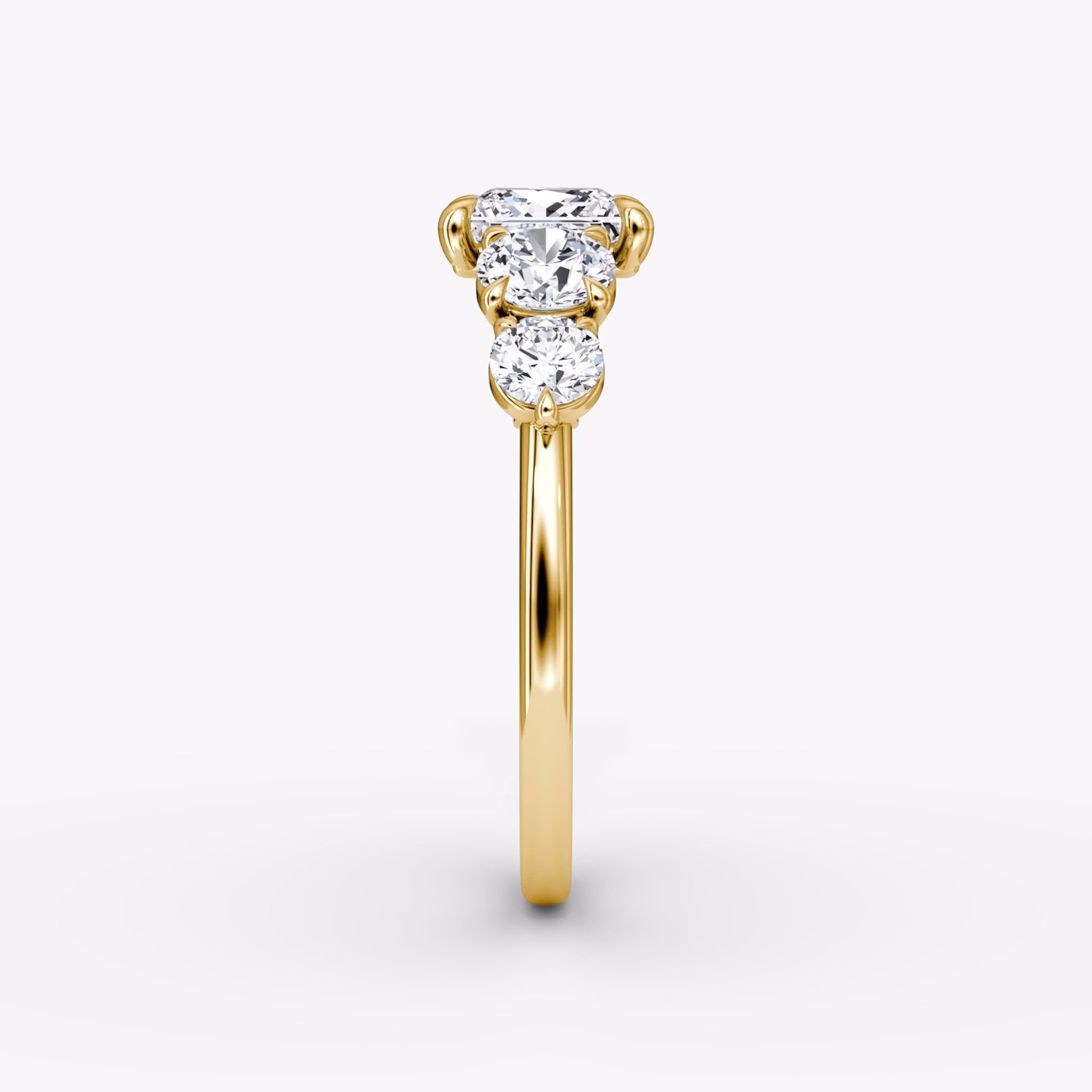 The Signature Five Stone | Princess | 18k | Yellow Gold | bandAccent: Plain | diamondOrientation: vertical | caratWeight: other