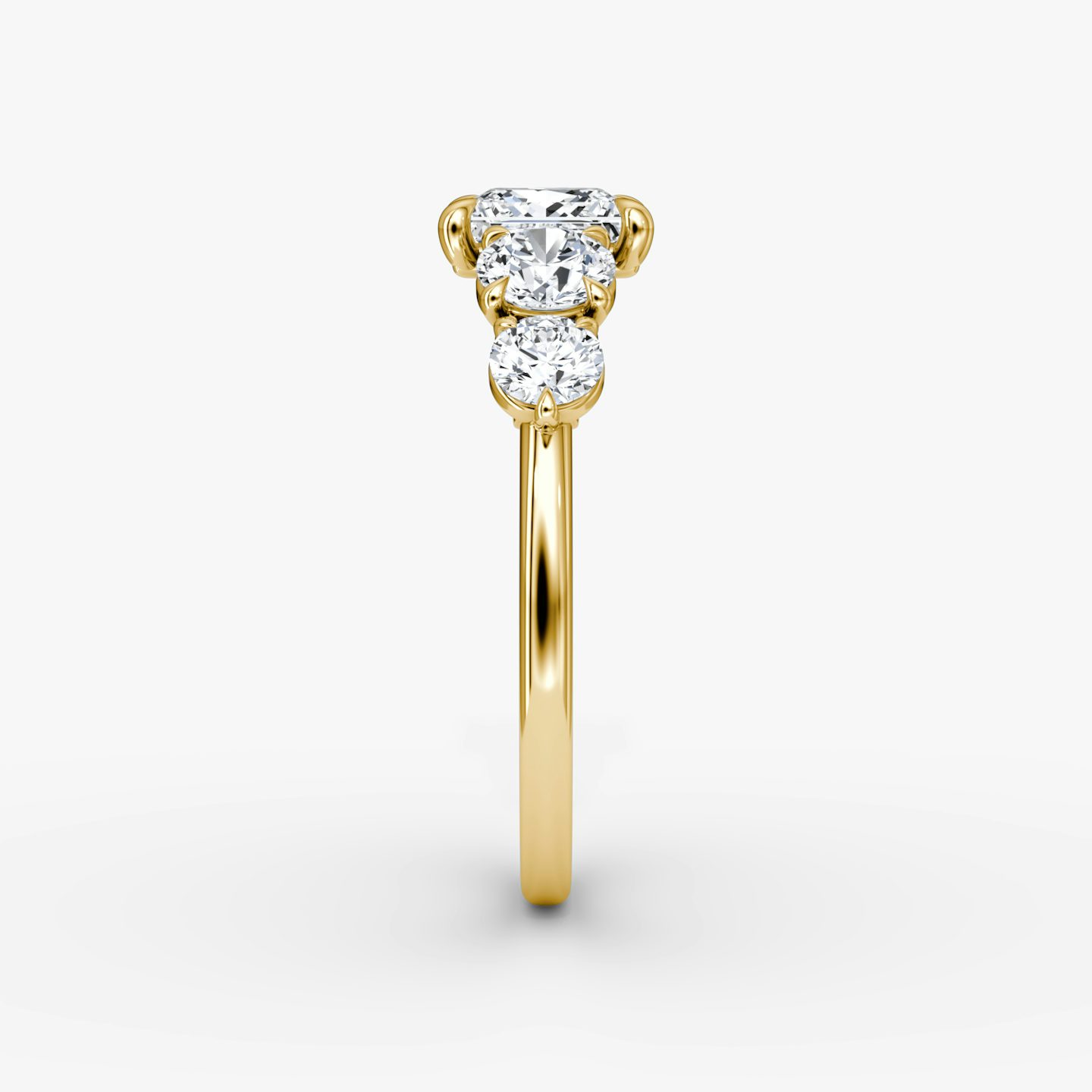 The Signature Five Stone | Princess | 18k | Yellow Gold | bandAccent: Plain | diamondOrientation: vertical | caratWeight: other
