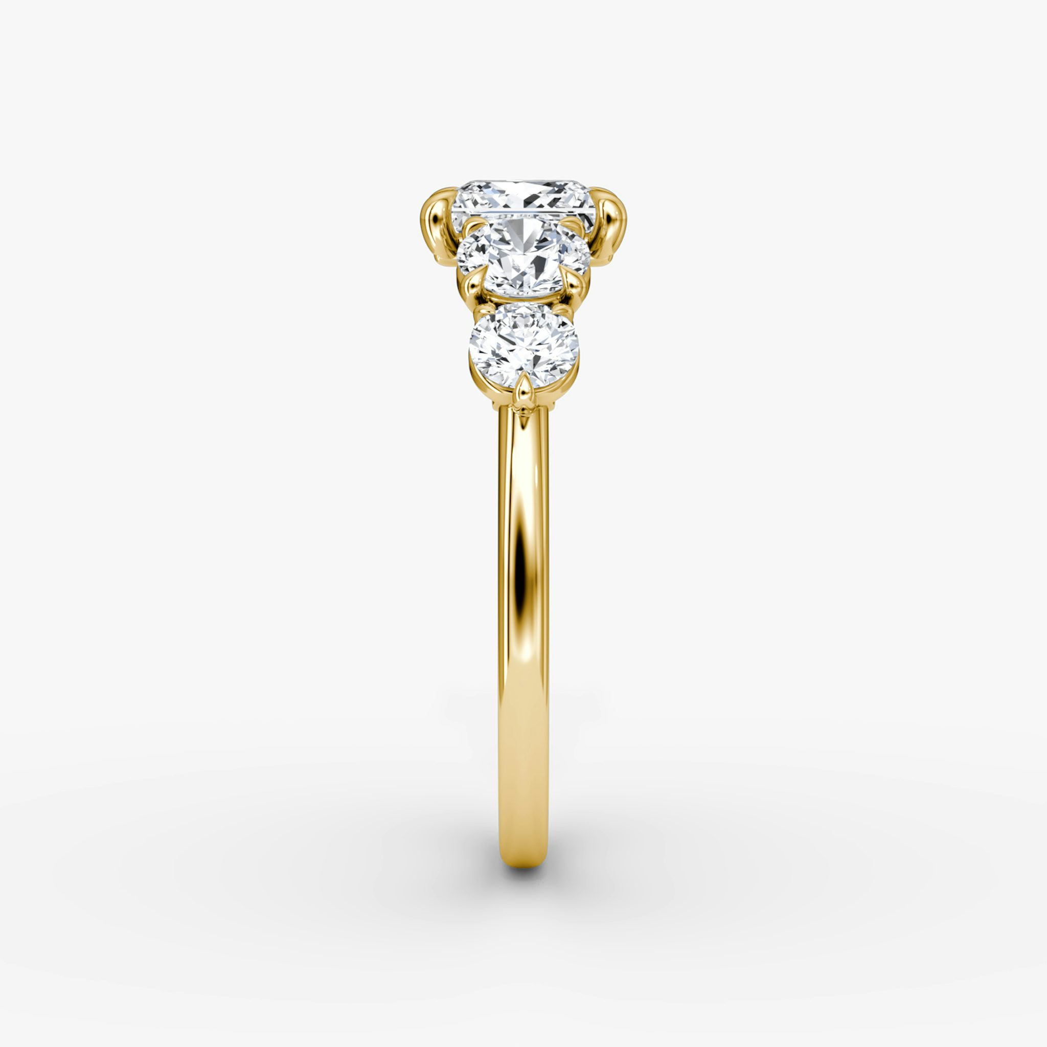 The Signature Five Stone | Princess | 18k | Yellow Gold | bandAccent: Plain | diamondOrientation: vertical | caratWeight: other