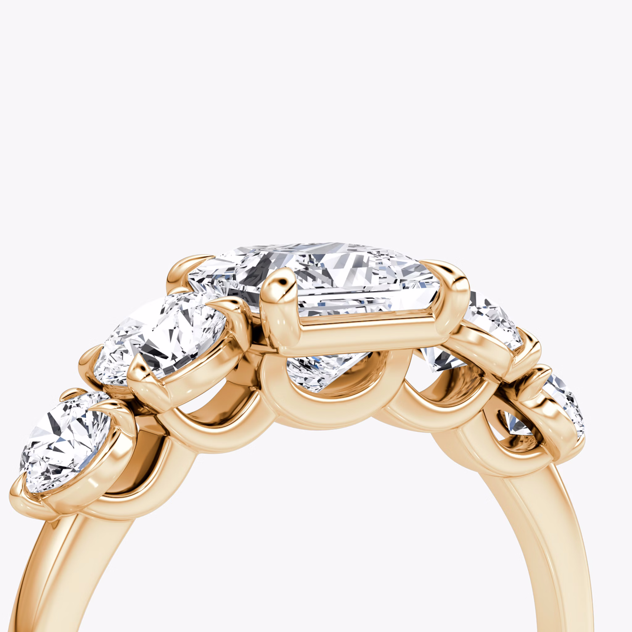 The Signature Five Stone | Princess | 14k | Rose Gold | bandAccent: Plain | diamondOrientation: vertical | caratWeight: other
