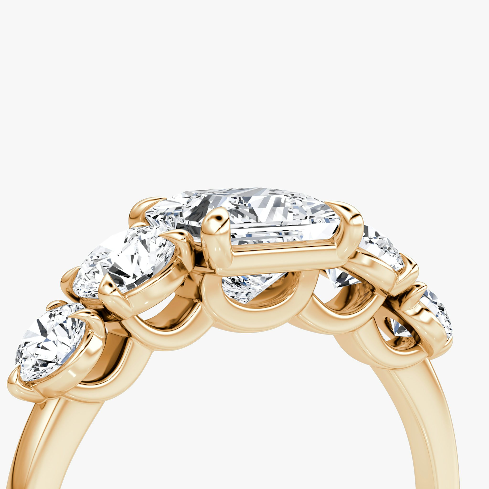 The Signature Five Stone | Princess | 14k | Rose Gold | bandAccent: Plain | diamondOrientation: vertical | caratWeight: other