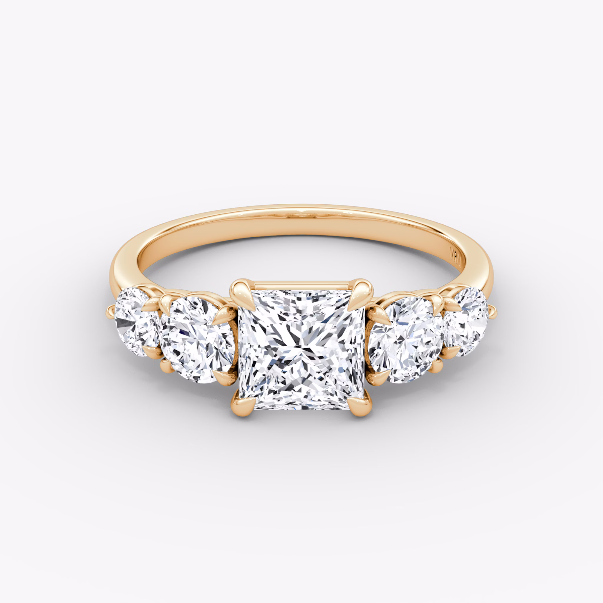 The Signature Five Stone | Princess | 14k | Rose Gold | bandAccent: Plain | diamondOrientation: vertical | caratWeight: other