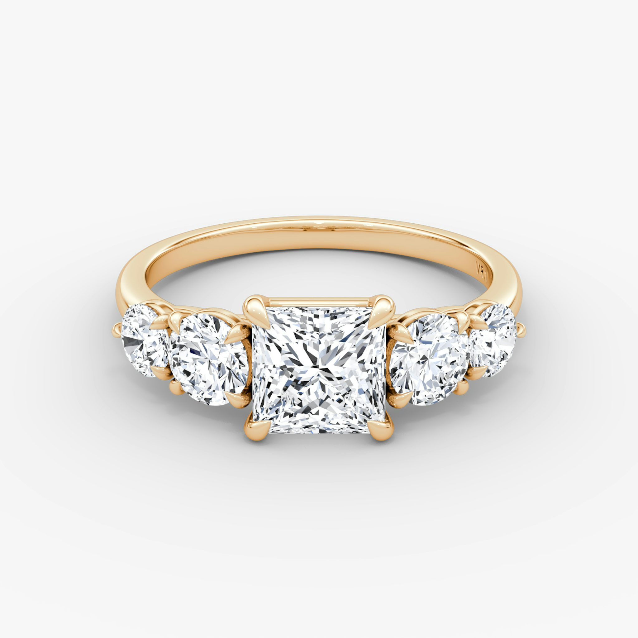 The Signature Five Stone | Princess | 14k | Rose Gold | bandAccent: Plain | diamondOrientation: vertical | caratWeight: other