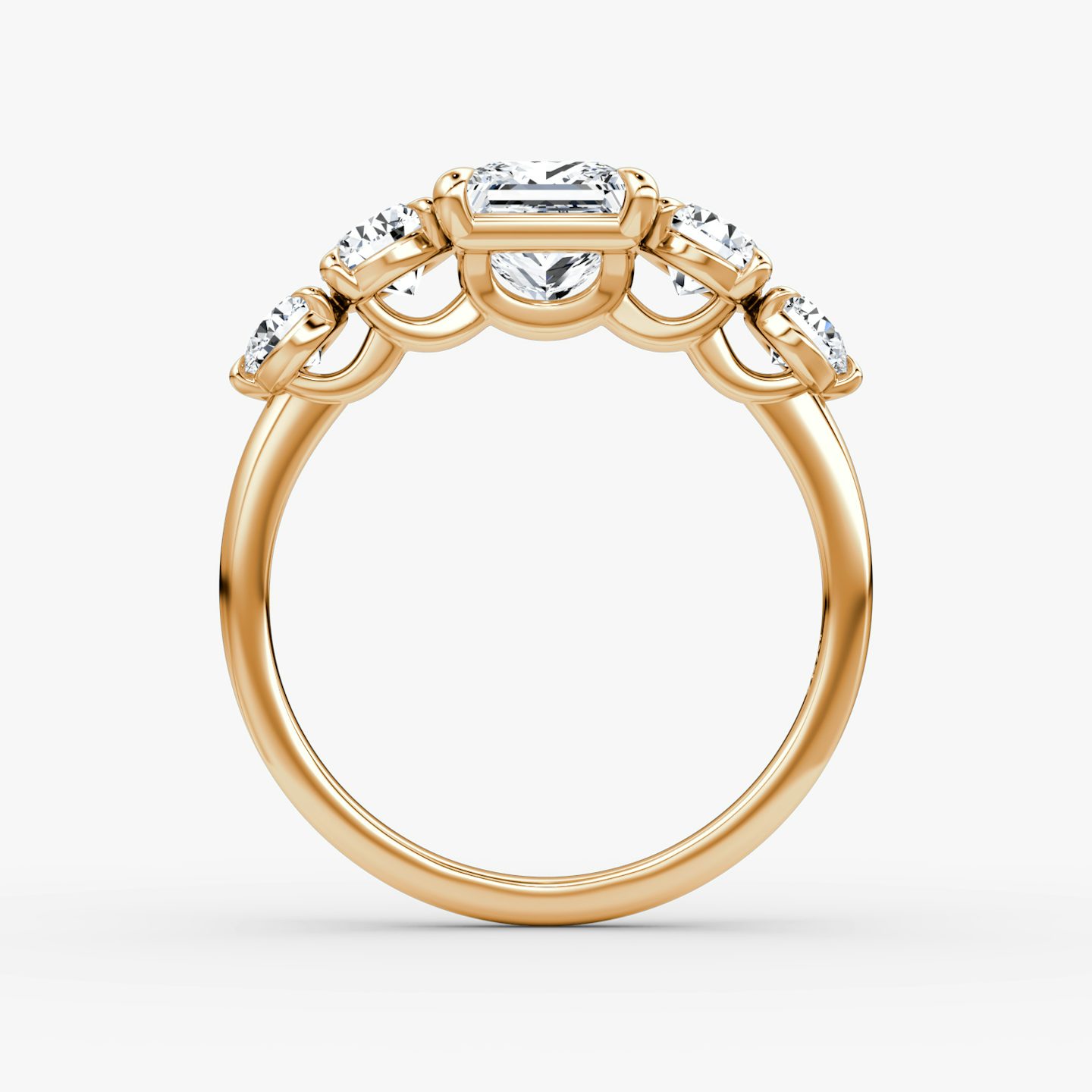 Signature Five Stone | Princess | 14k | Roségold | bandAccent: Ohne Pavé-Besatz | diamondOrientation: vertical | caratWeight: other