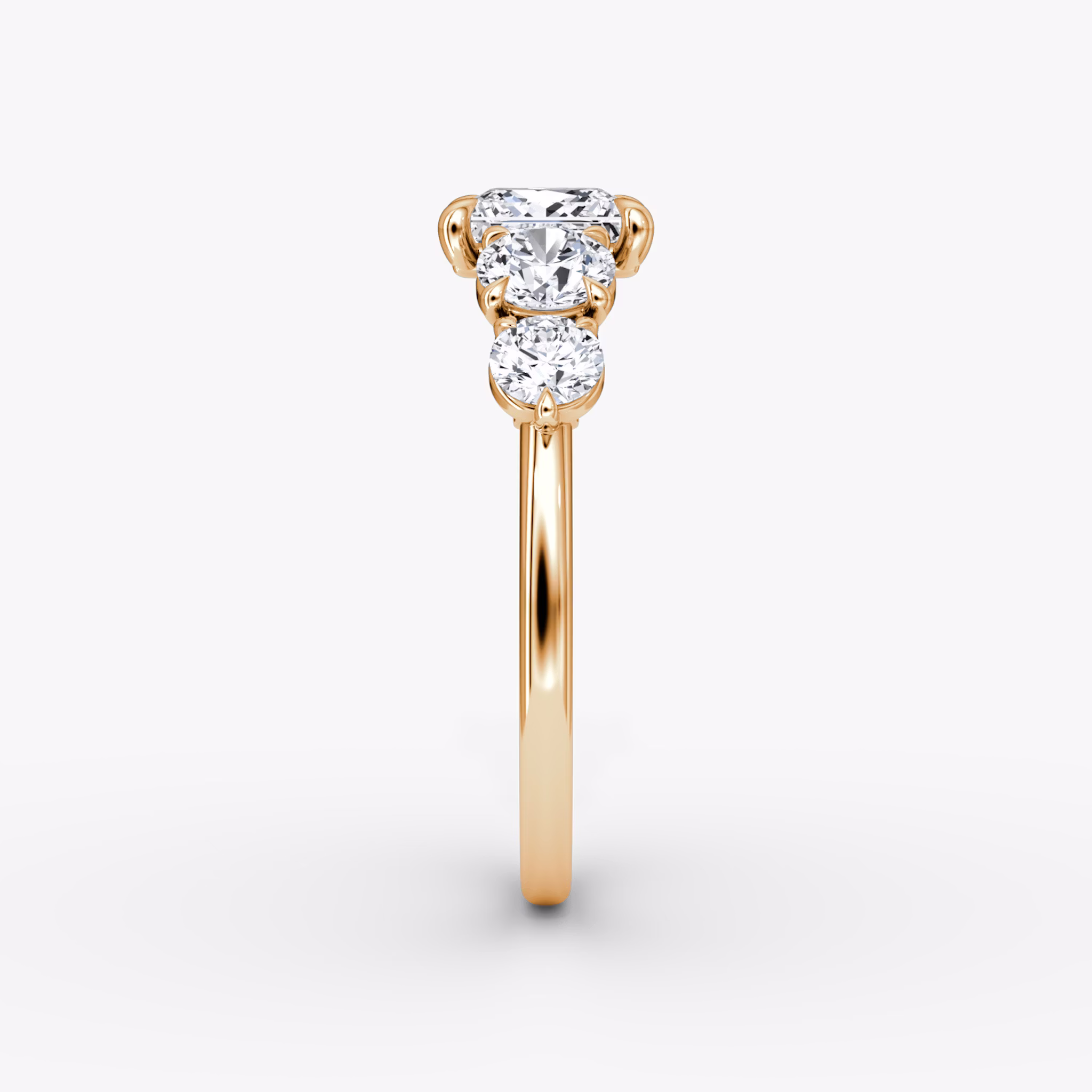 The Signature Five Stone | Princess | 14k | Rose Gold | bandAccent: Plain | diamondOrientation: vertical | caratWeight: other