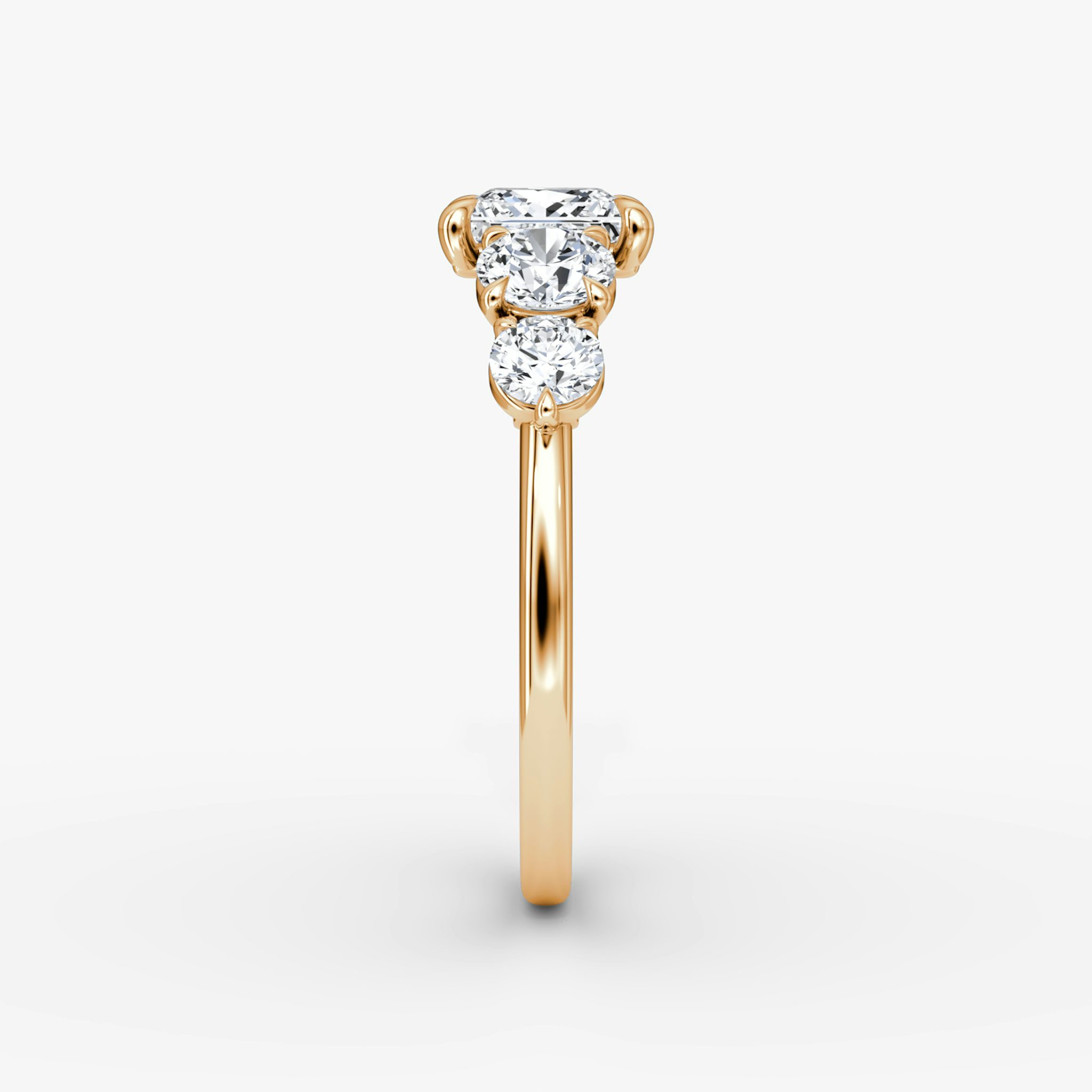 The Signature Five Stone | Princess | 14k | Rose Gold | bandAccent: Plain | diamondOrientation: vertical | caratWeight: other