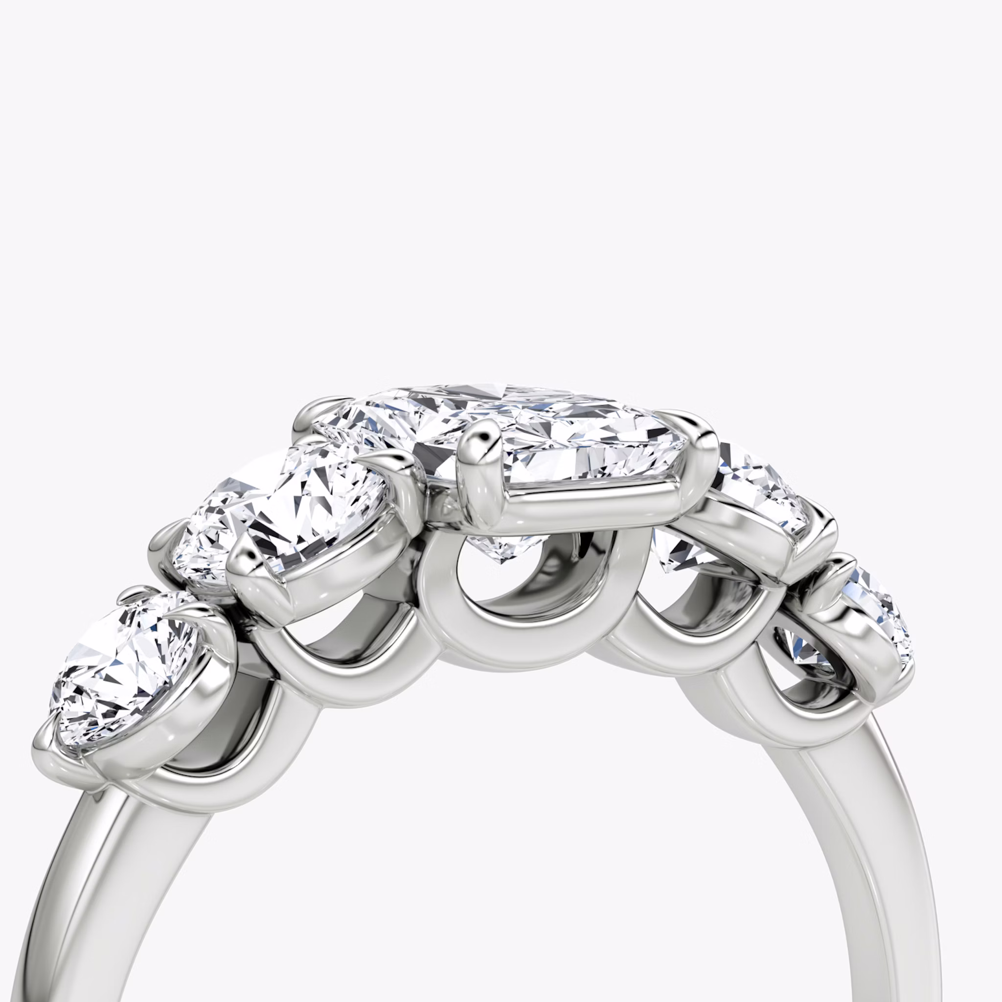 The Signature Five Stone | Radiant | 18k | White Gold | bandAccent: Plain | diamondOrientation: vertical | caratWeight: other