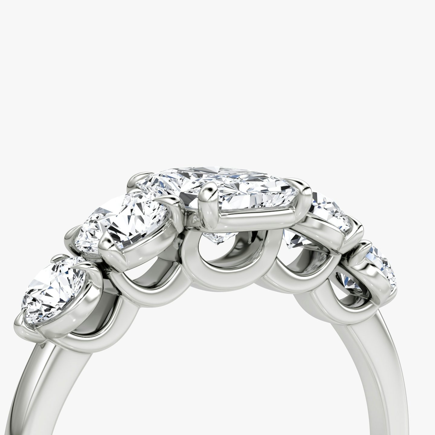 The Signature Five Stone | Radiant | 18k | White Gold | bandAccent: Plain | diamondOrientation: vertical | caratWeight: other