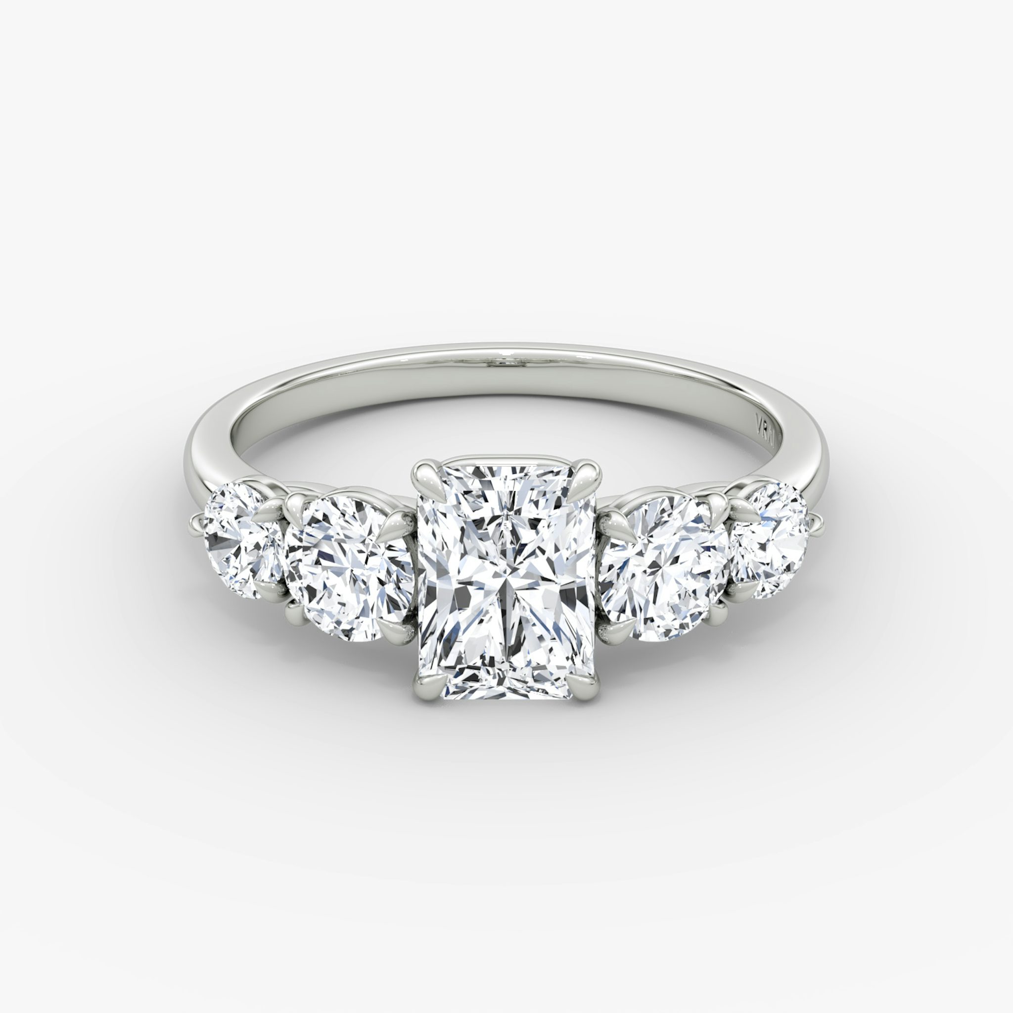The Signature Five Stone | Radiant | 18k | White Gold | bandAccent: Plain | diamondOrientation: vertical | caratWeight: other