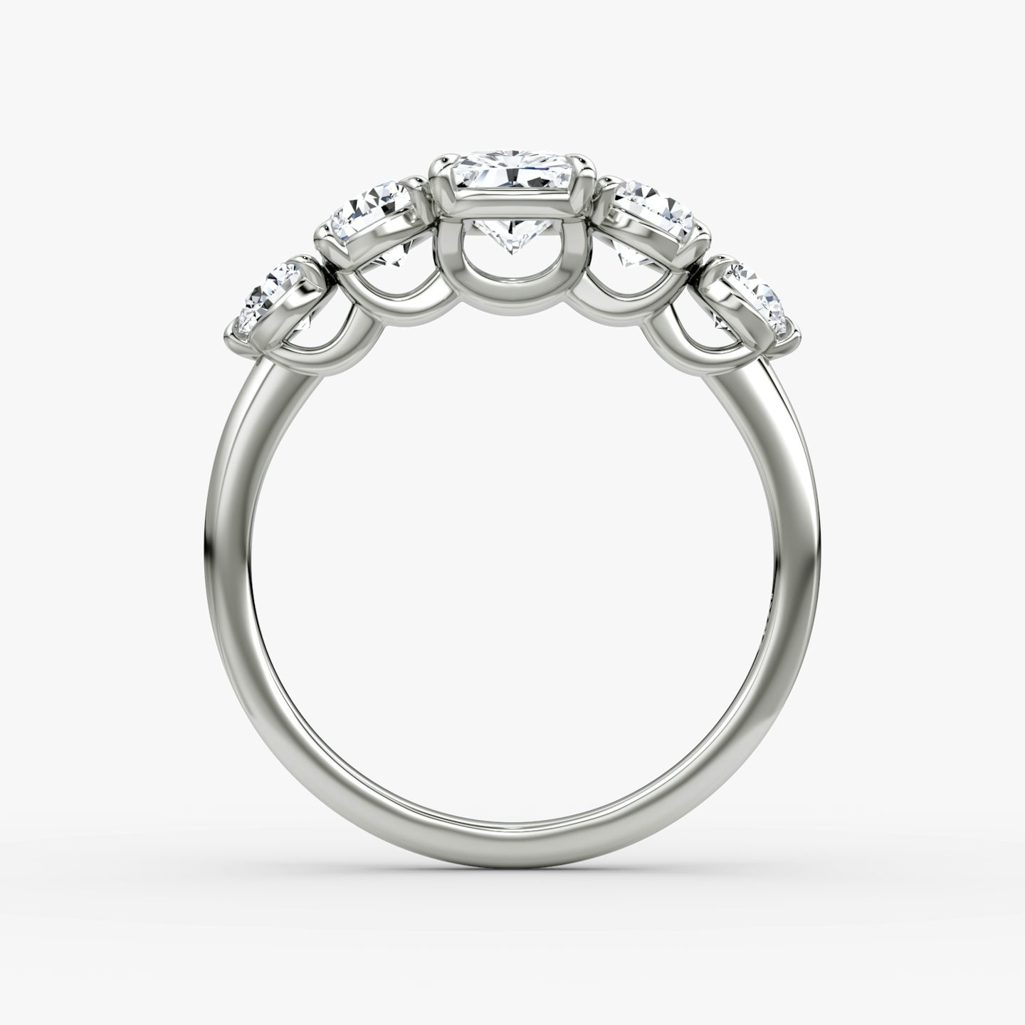 The Signature Five Stone | Radiant | 18k | White Gold | bandAccent: Plain | diamondOrientation: vertical | caratWeight: other