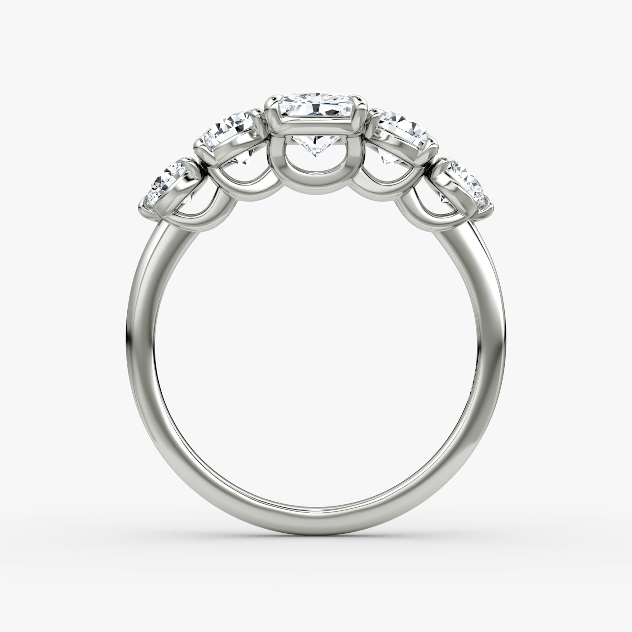 The Signature Five Stone | Radiant | 18k | White Gold | bandAccent: Plain | diamondOrientation: vertical | caratWeight: other