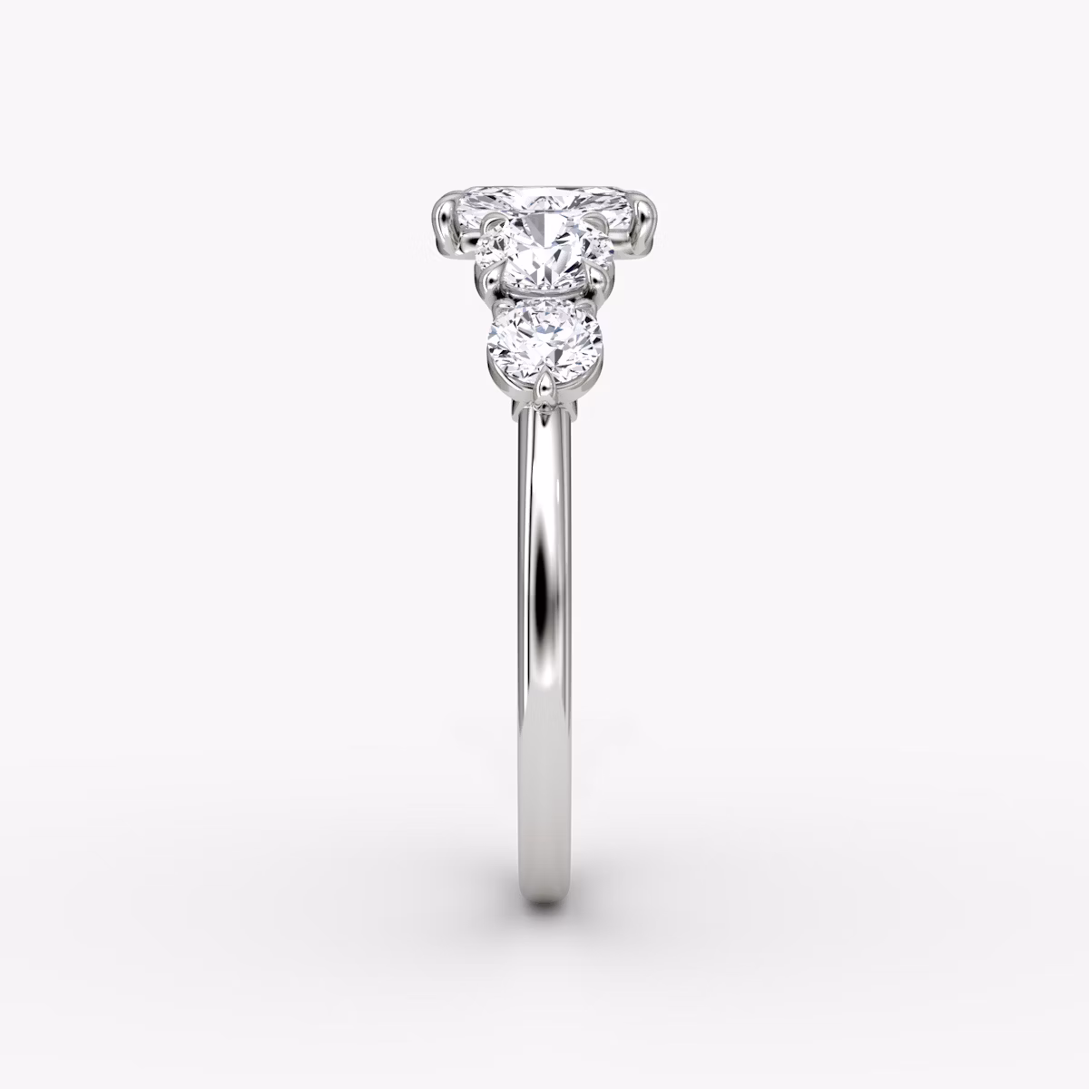 The Signature Five Stone | Radiant | 18k | White Gold | bandAccent: Plain | diamondOrientation: vertical | caratWeight: other