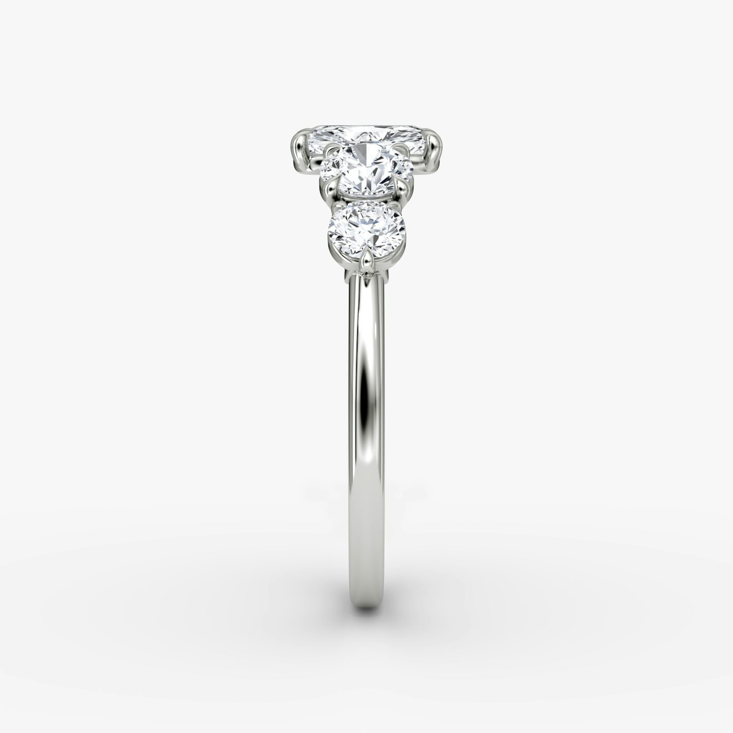 The Signature Five Stone | Radiant | 18k | White Gold | bandAccent: Plain | diamondOrientation: vertical | caratWeight: other