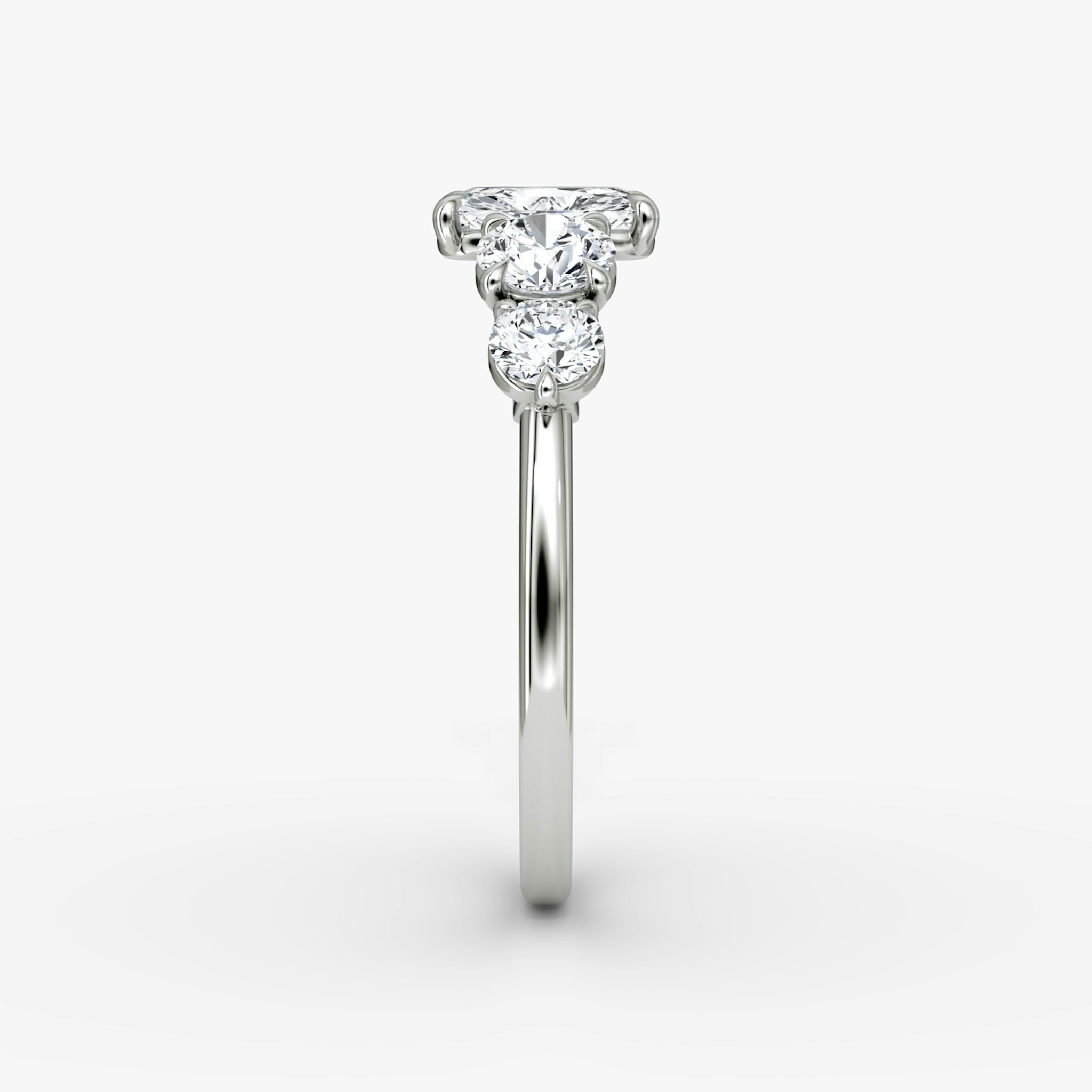 The Signature Five Stone | Radiant | 18k | White Gold | bandAccent: Plain | diamondOrientation: vertical | caratWeight: other