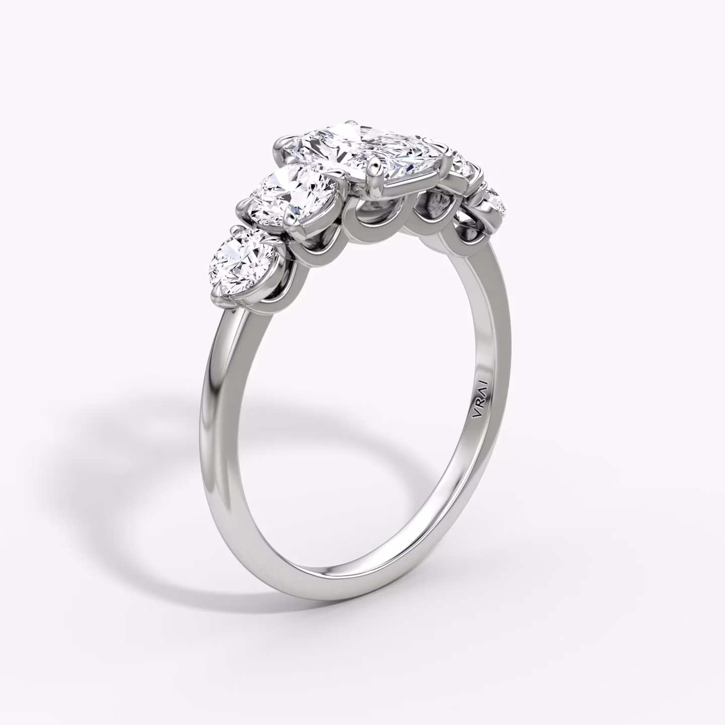 The Signature Five Stone | Radiant | 18k | White Gold | bandAccent: Plain | diamondOrientation: vertical | caratWeight: other
