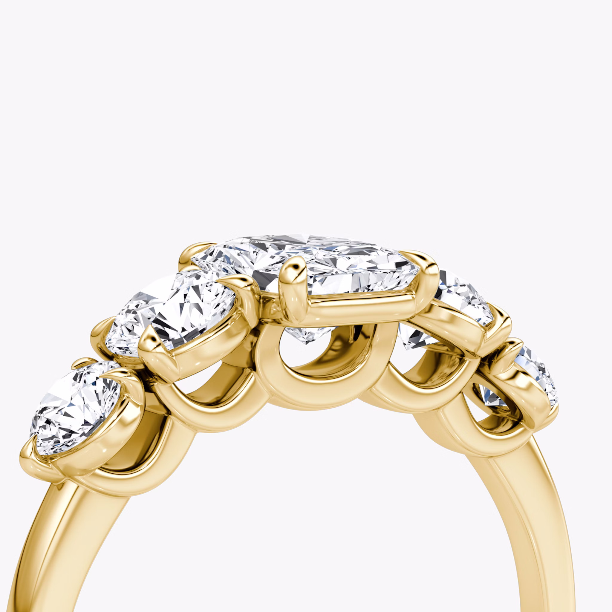 The Signature Five Stone | Radiant | 18k | Yellow Gold | bandAccent: Plain | diamondOrientation: vertical | caratWeight: other