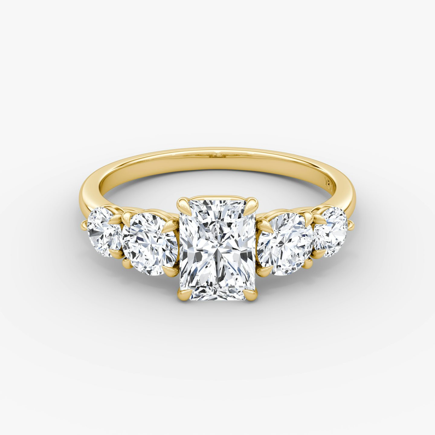 The Signature Five Stone | Radiant | 18k | Yellow Gold | bandAccent: Plain | diamondOrientation: vertical | caratWeight: other
